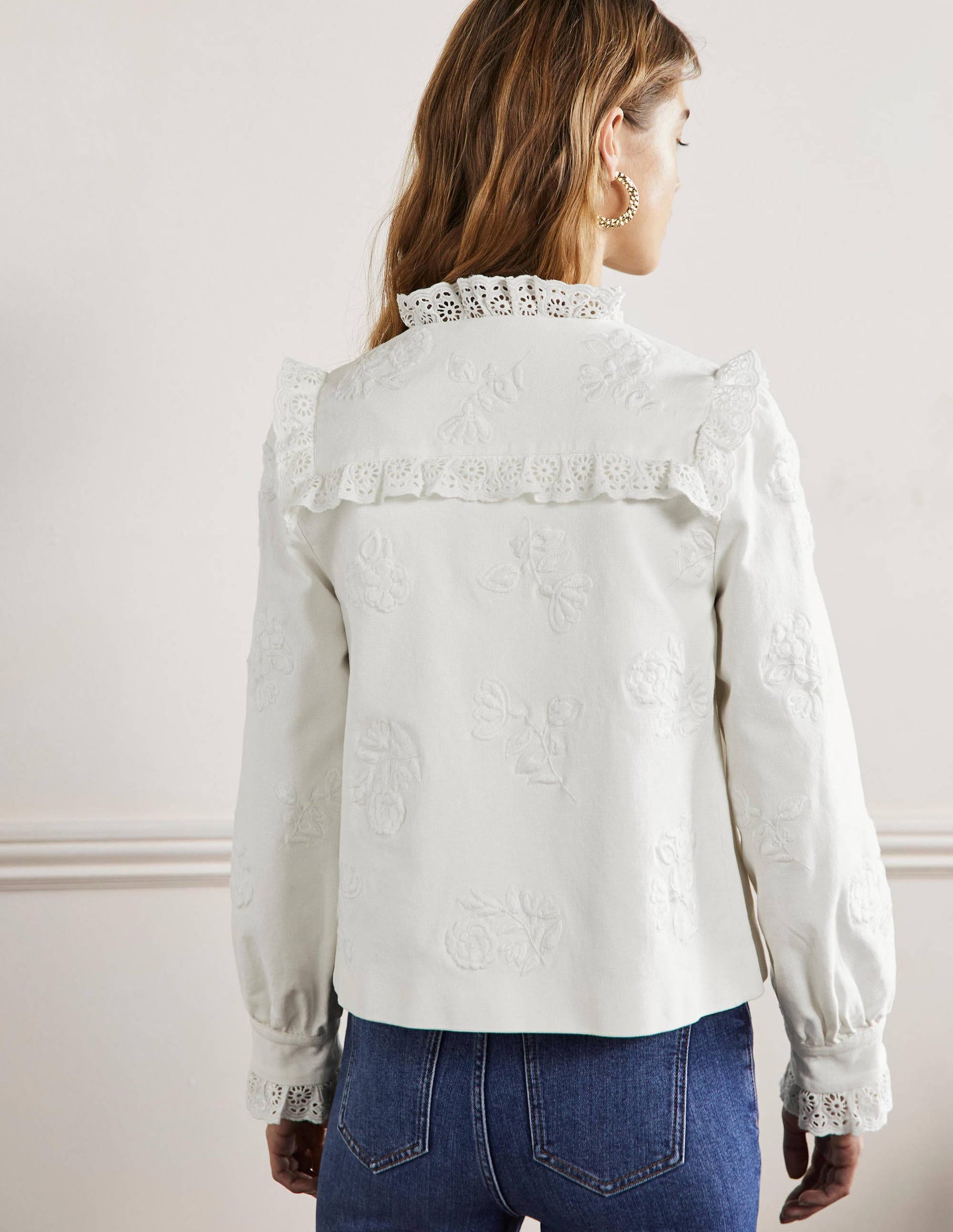 Cotton Broderie Jacket-Ivory-3