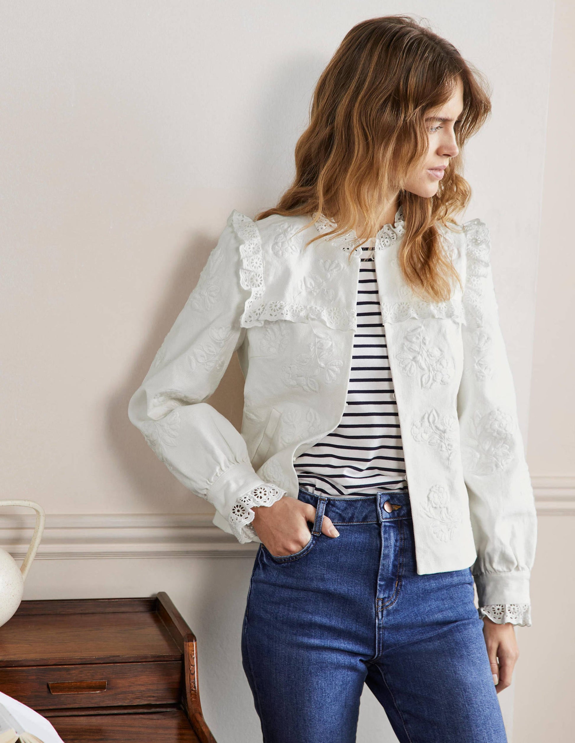 Cotton Broderie Jacket-Ivory-4