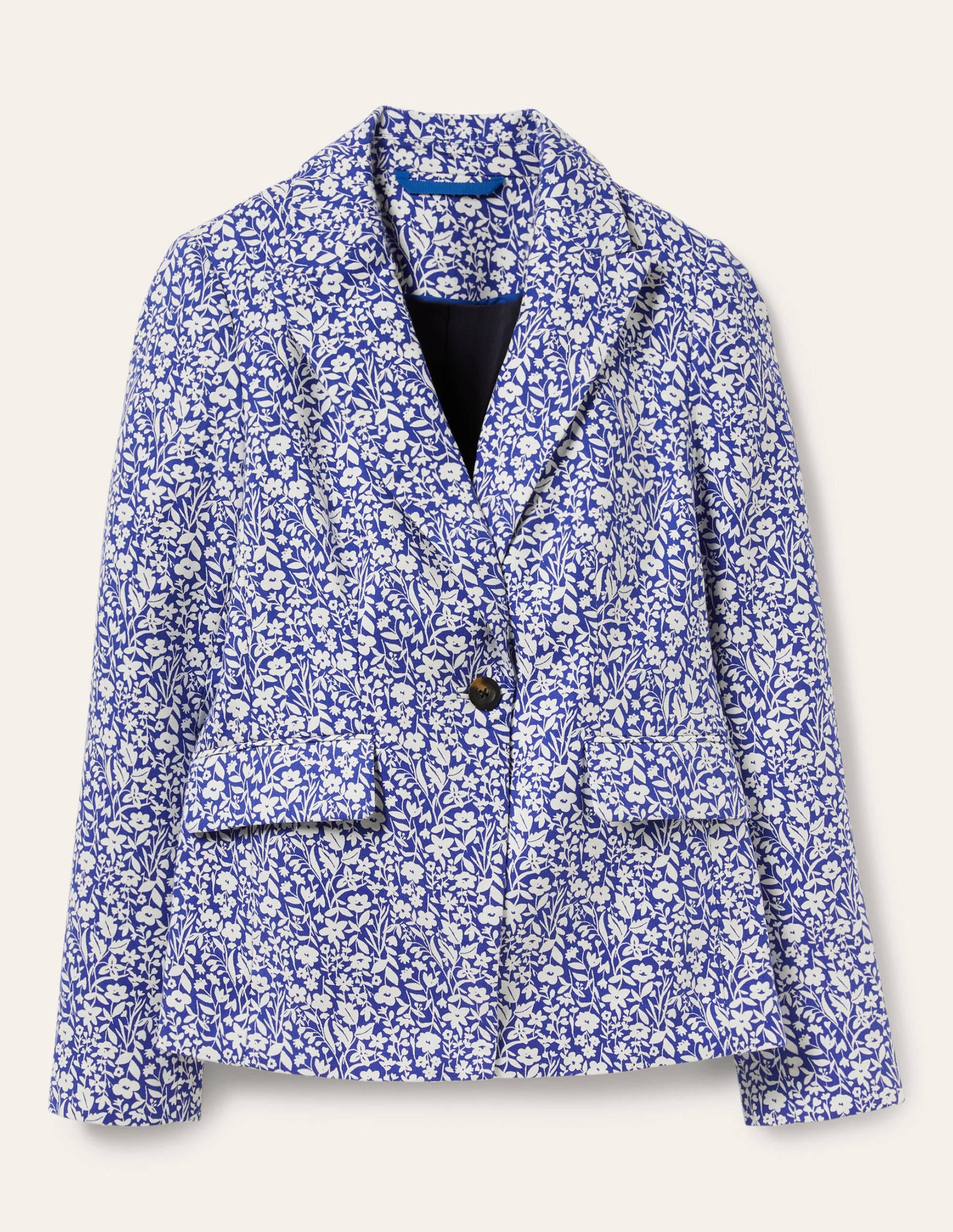 Carrie Textured Cotton Blazer-Ocean Blue/Ivory Wildflower - Image 7