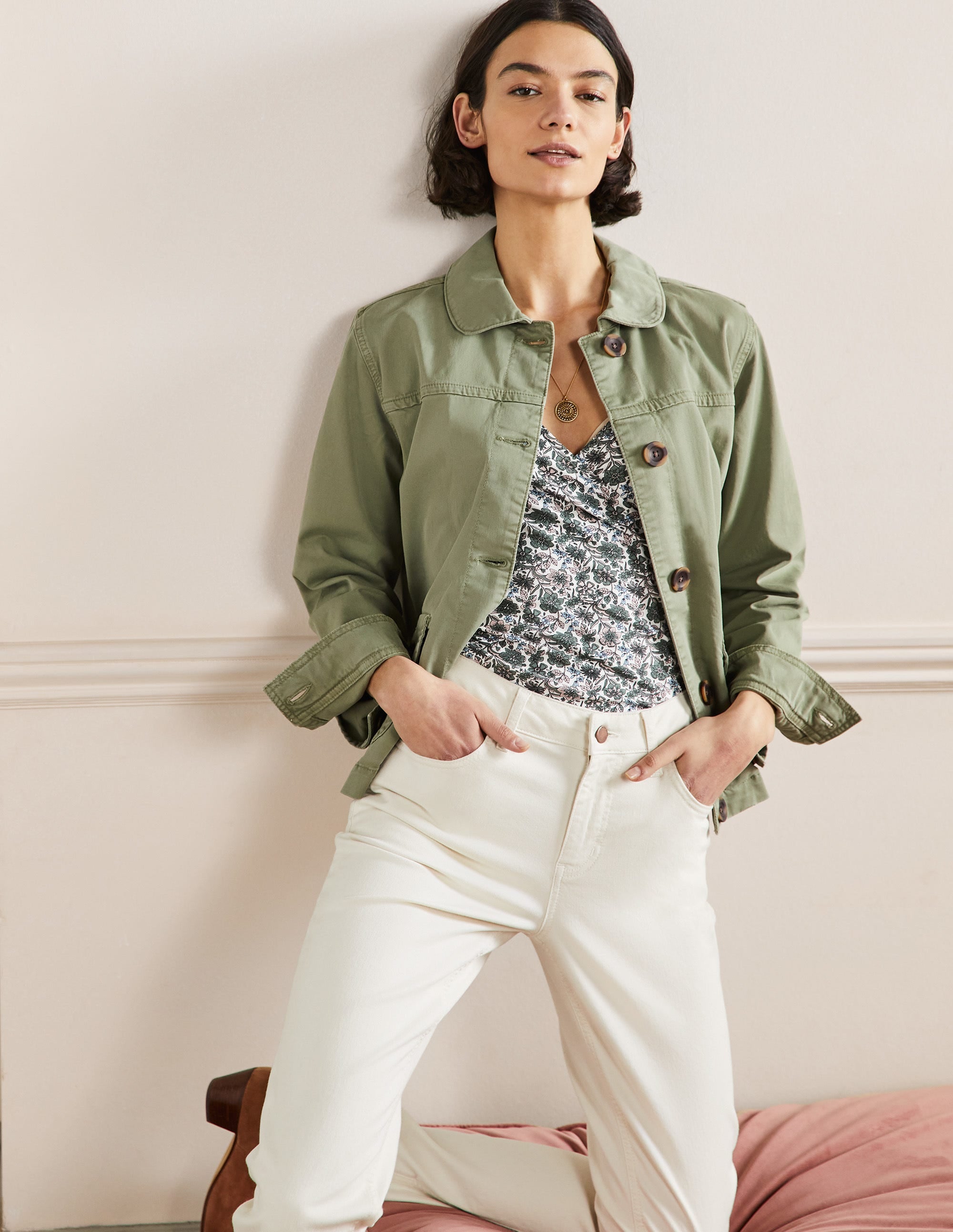 Patch Pocket Chore Jacket-Rainforest Green - Image 1