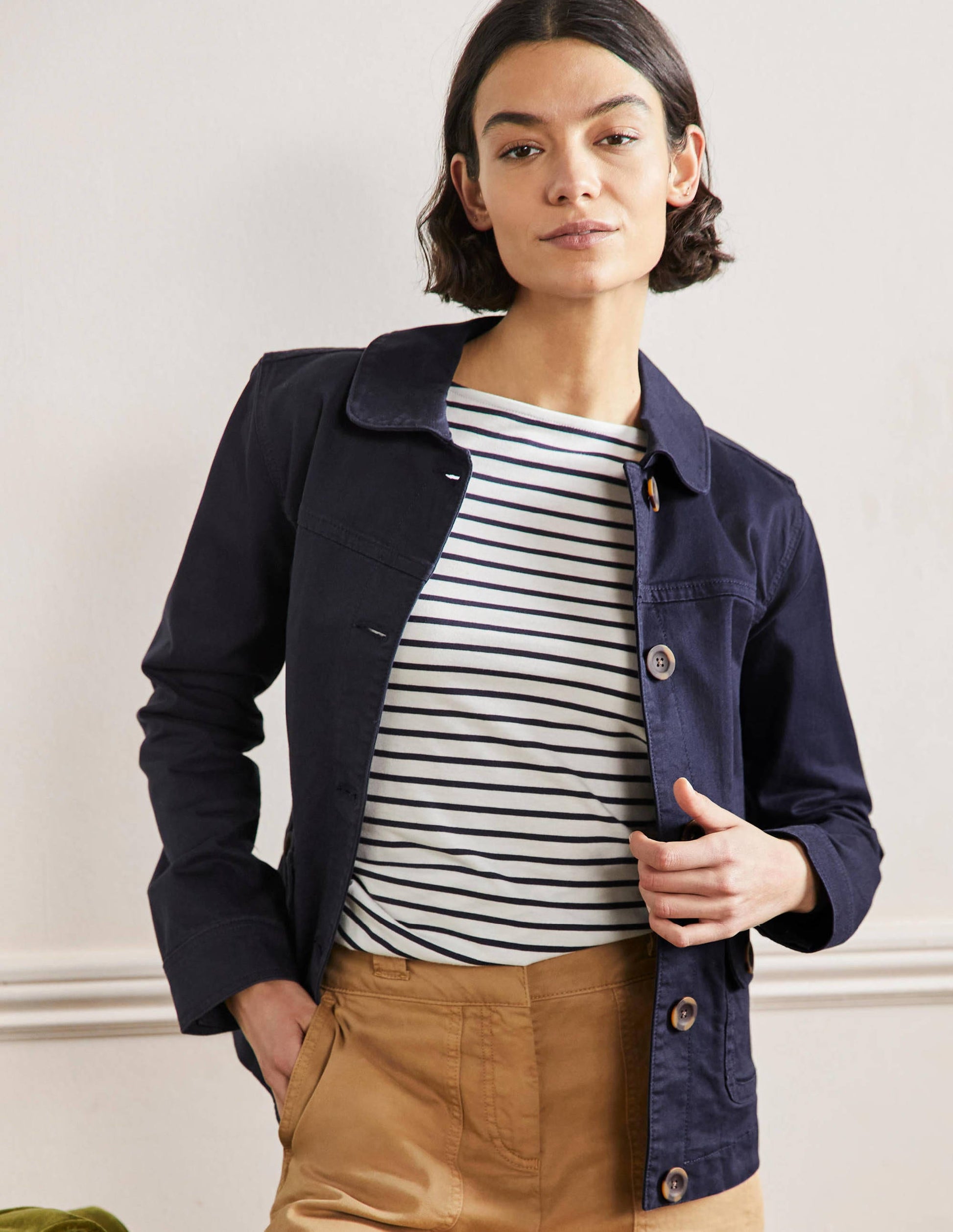 Patch Pocket Chore Jacket-Navy-4