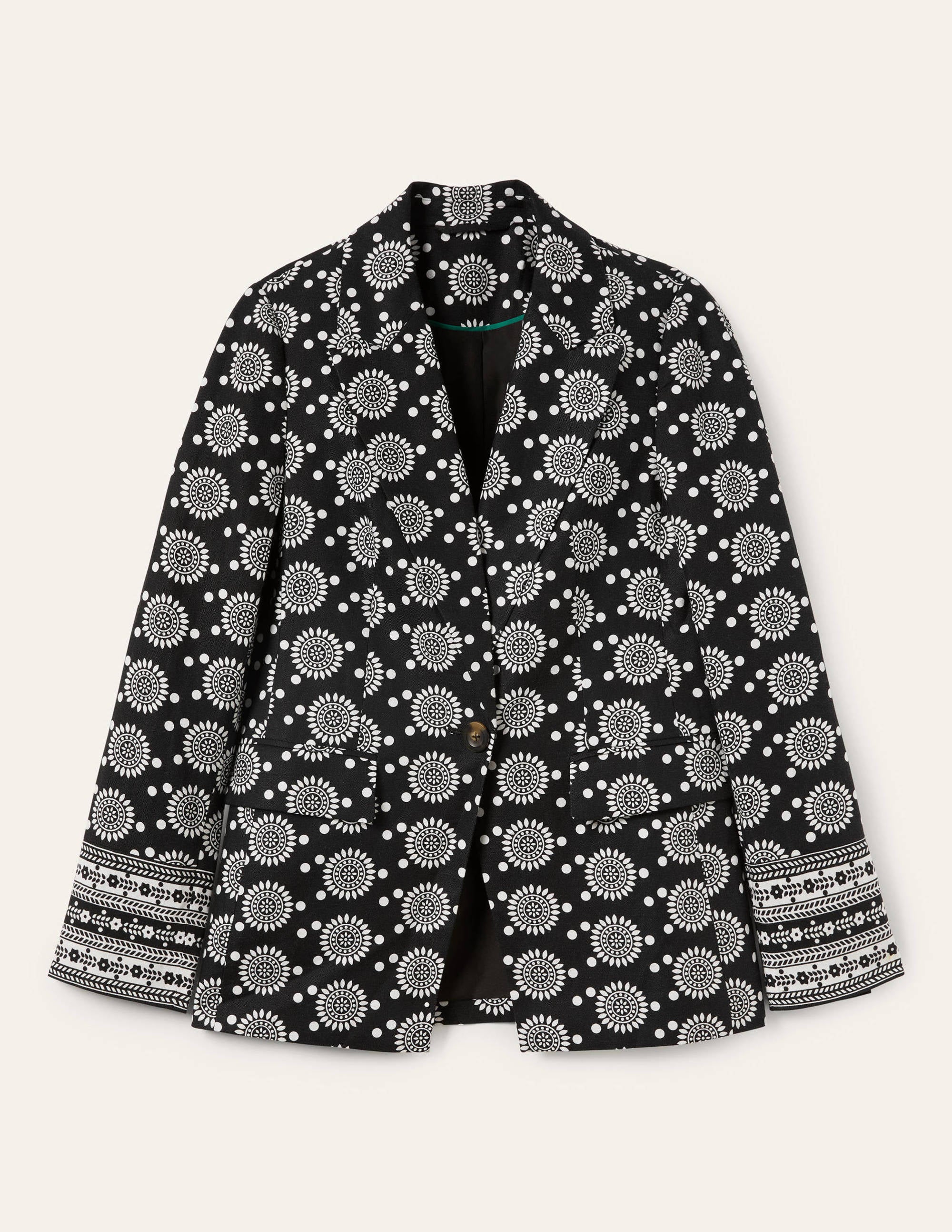 Thea Tailored Linen Blazer-Black, Sun Geo - Image 5