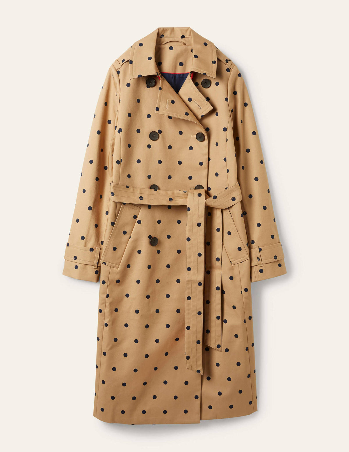 Printed Cotton Trench Coat-Ground Ginger, Spot - Image 6