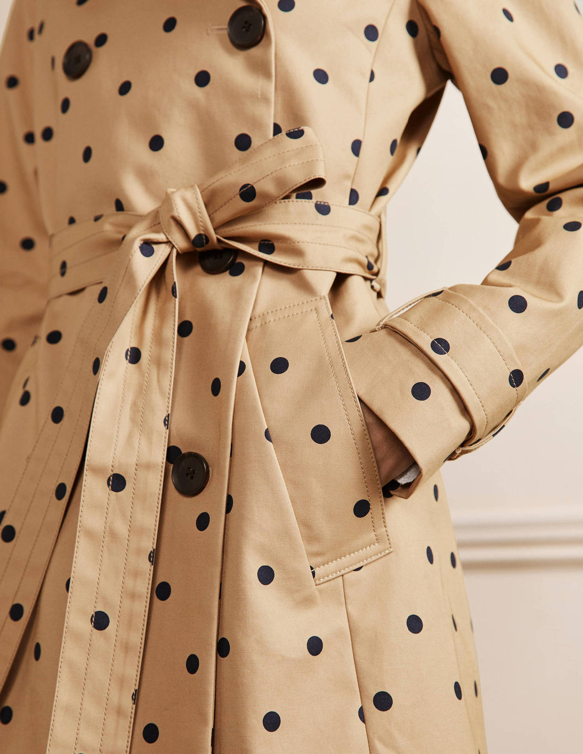Printed Cotton Trench Coat-Ground Ginger, Spot - Image 2