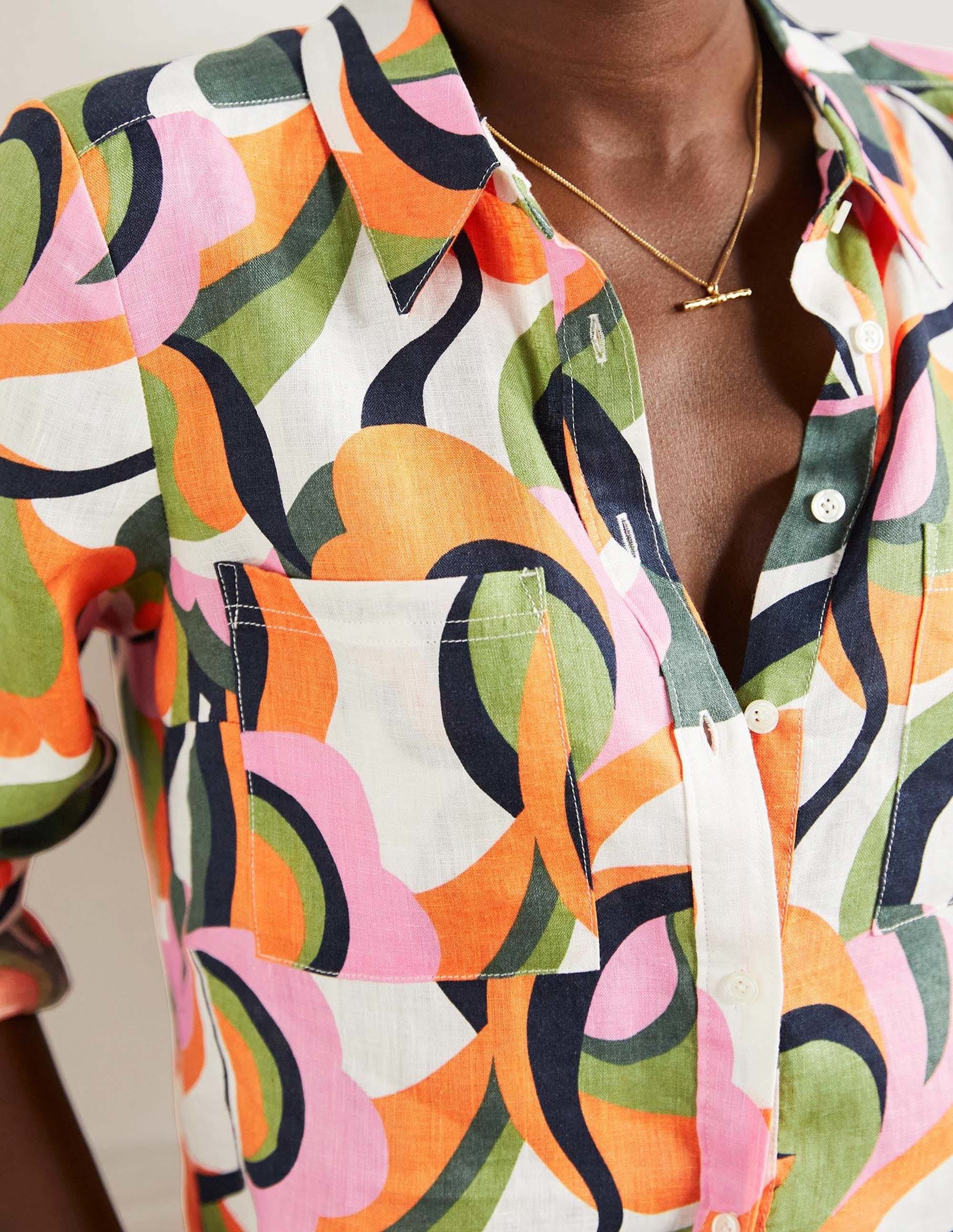 Linen Shirt-Multi, Abstract Swirl - Image 6