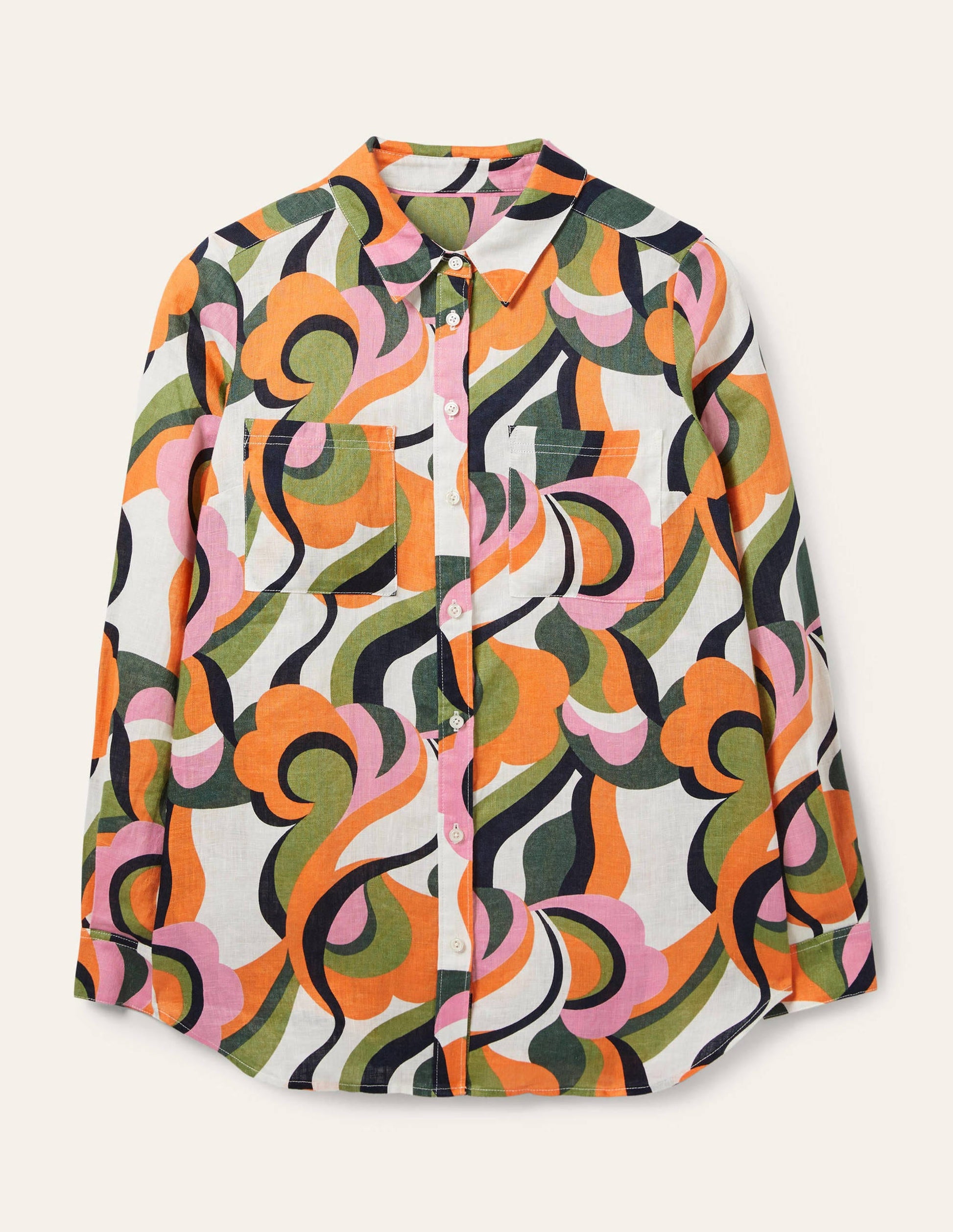 Linen Shirt-Multi, Abstract Swirl-10