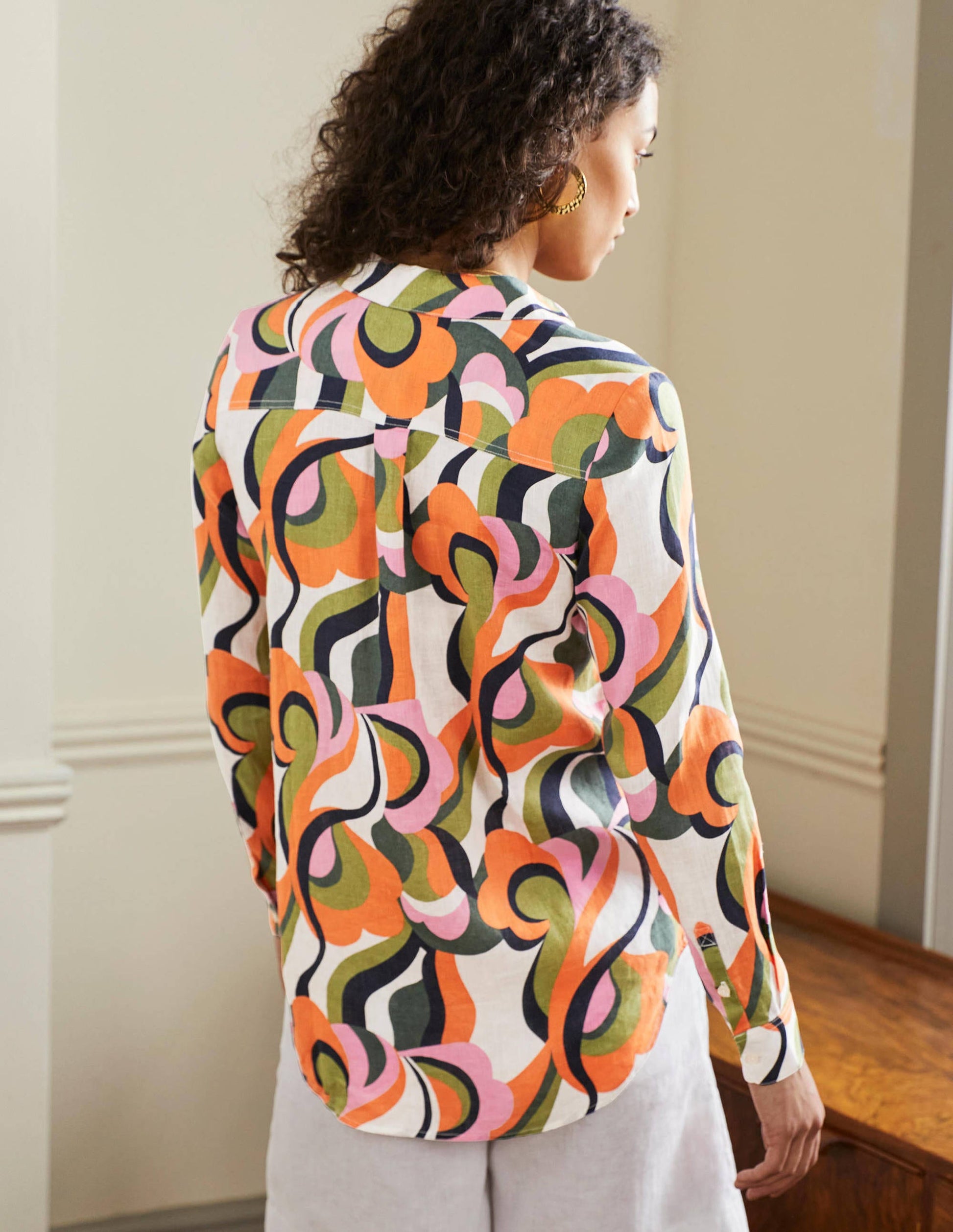 Linen Shirt-Multi, Abstract Swirl-3