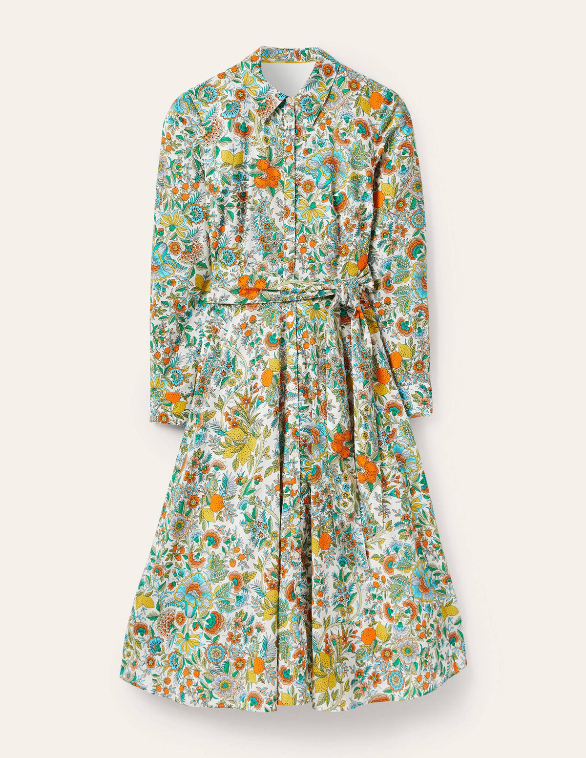 Kitty Midi Shirt Dress-Ivory, Lemon Fizz-6