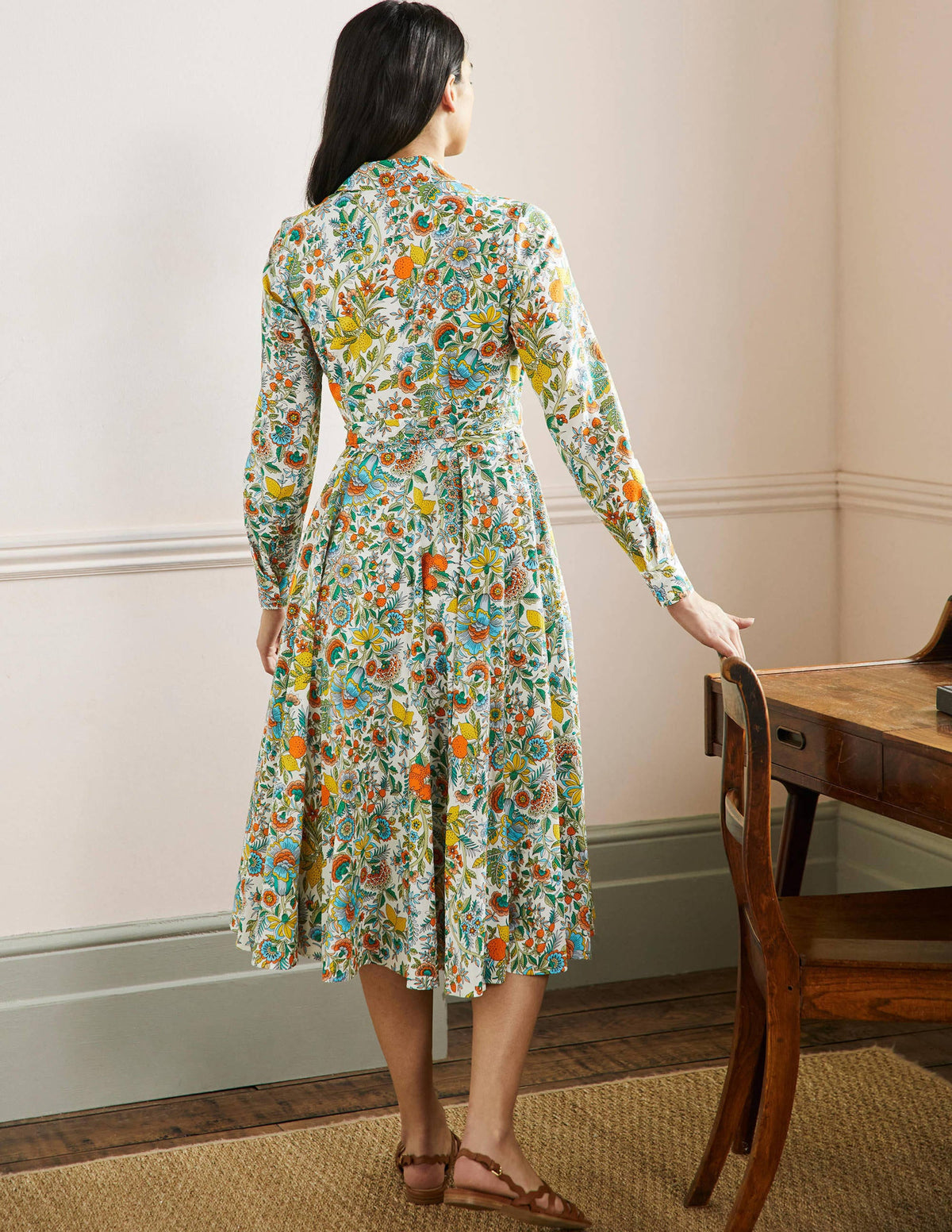Kitty Midi Shirt Dress-Ivory, Lemon Fizz-3