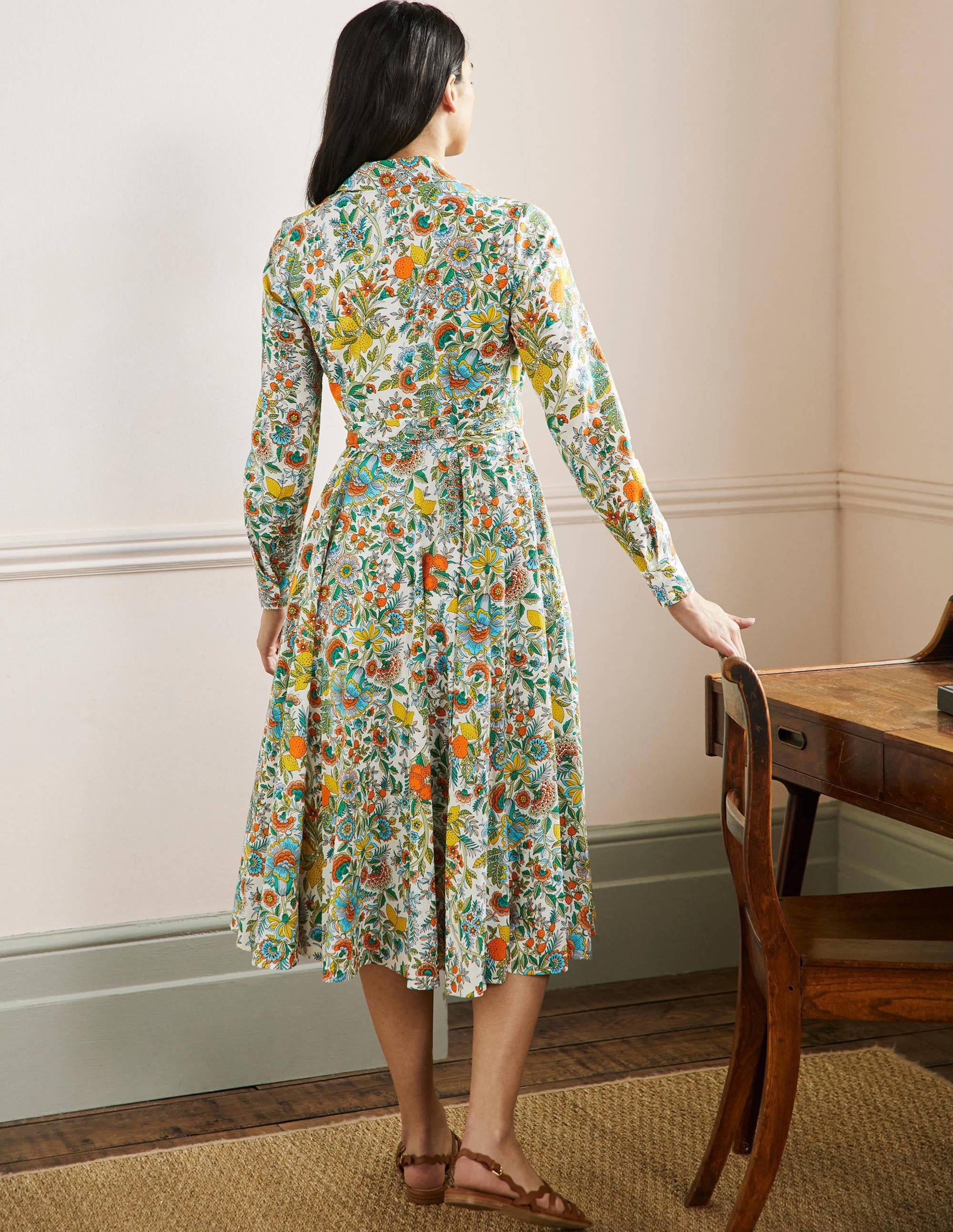 Kitty Midi Shirt Dress-Ivory, Lemon Fizz - Image 3