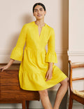 Relaxed Linen Tiered Dress-Lemon Fizz