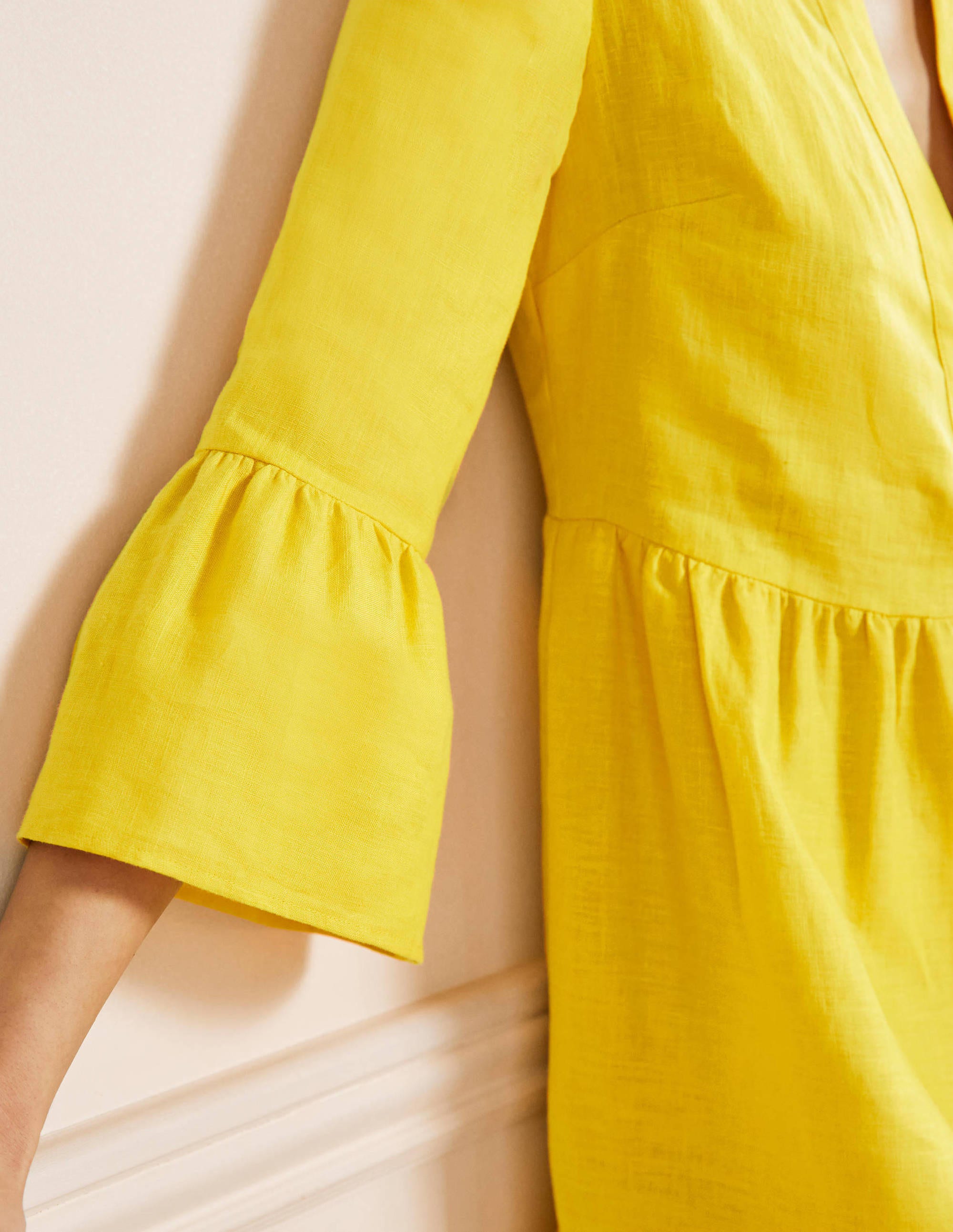 Relaxed Linen Tiered Dress-Lemon Fizz - Image 2