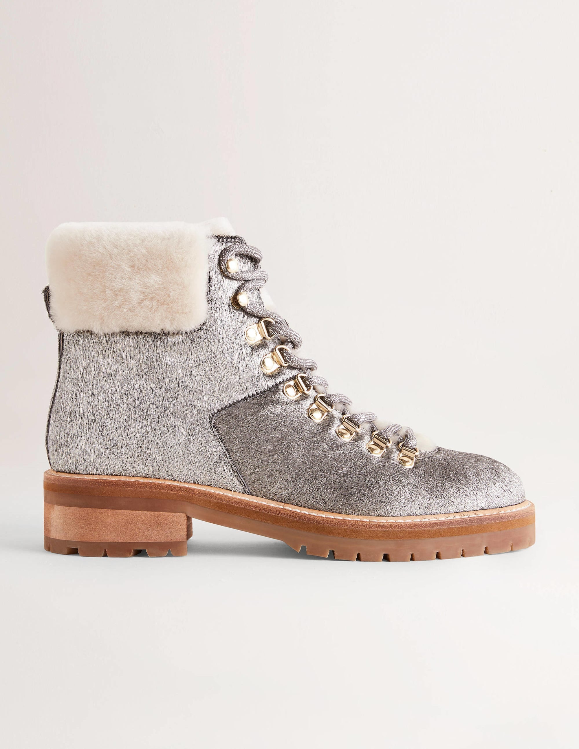 Lace-up Hiking Boots-Silver - Image 1