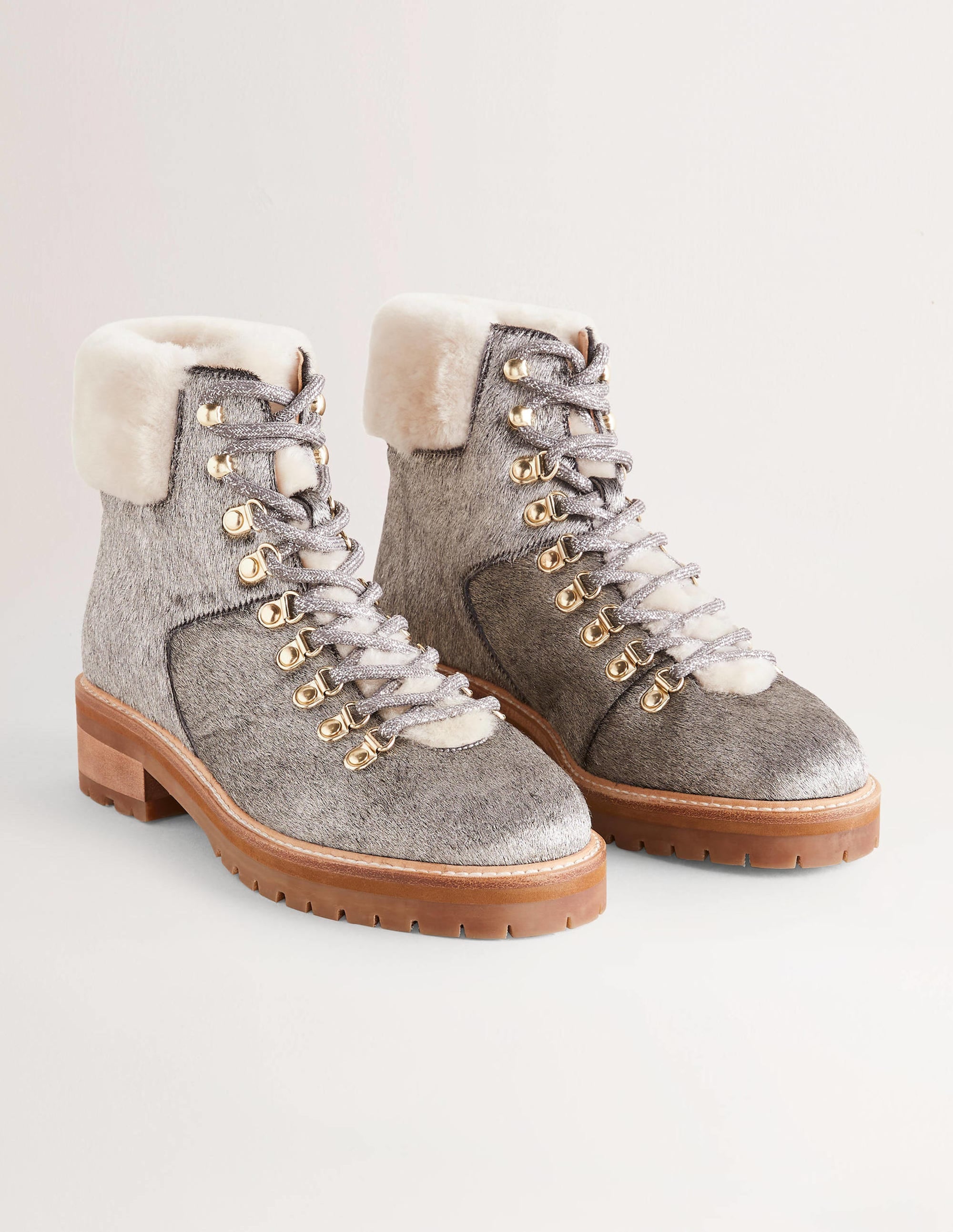 Lace-up Hiking Boots-Silver - Image 2
