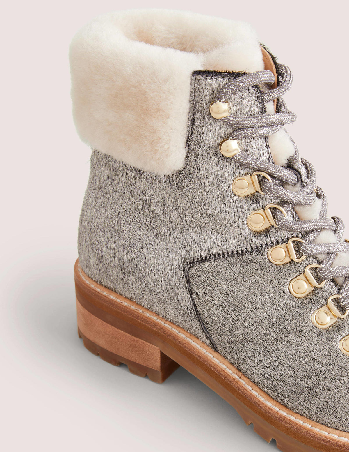 Lace-up Hiking Boots-Silver-3
