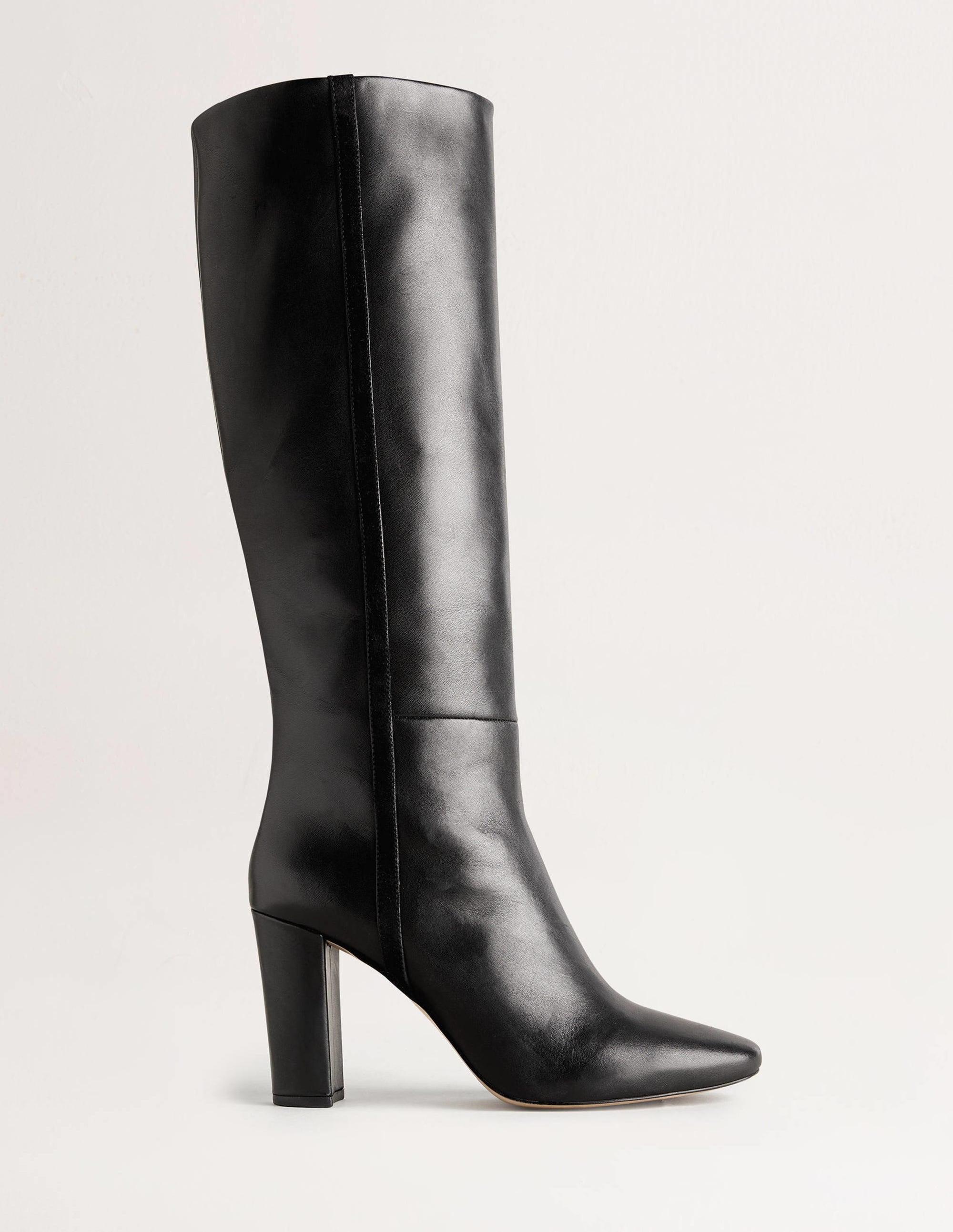 Knee High Leather Boots-Black - Image 1