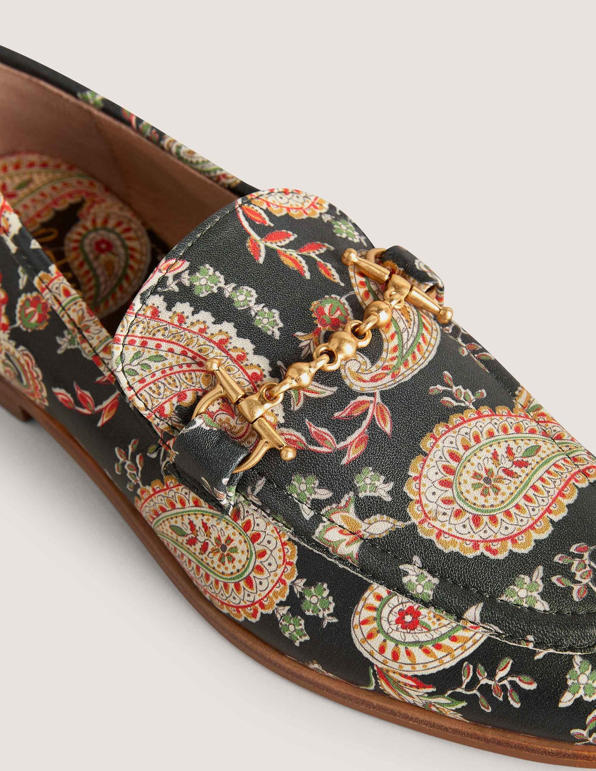 Snaffle Detail Leather Loafers-Black, Paisley - Image 3