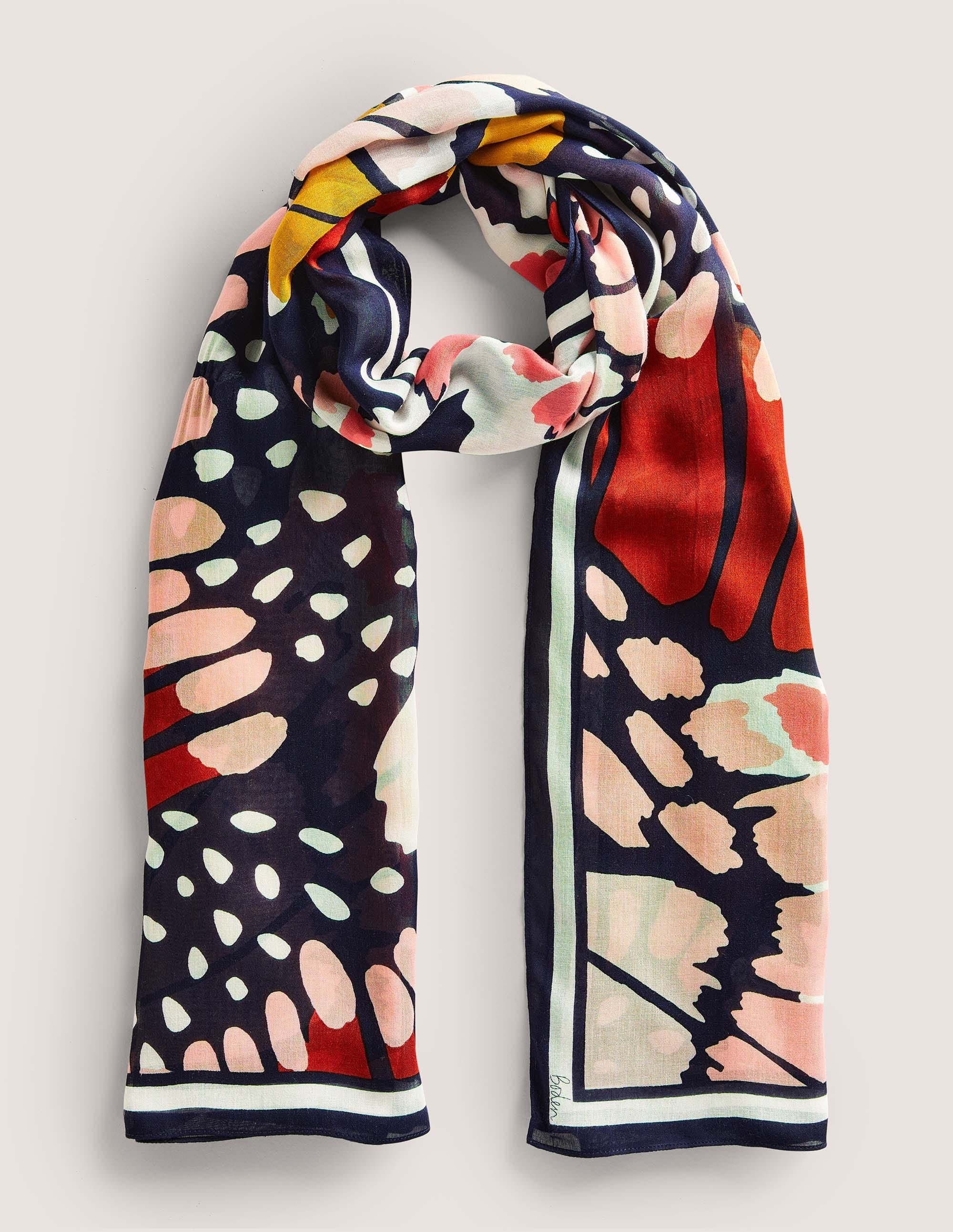 Printed Modal Scarf-Multi, Petal Stamp - Image 1