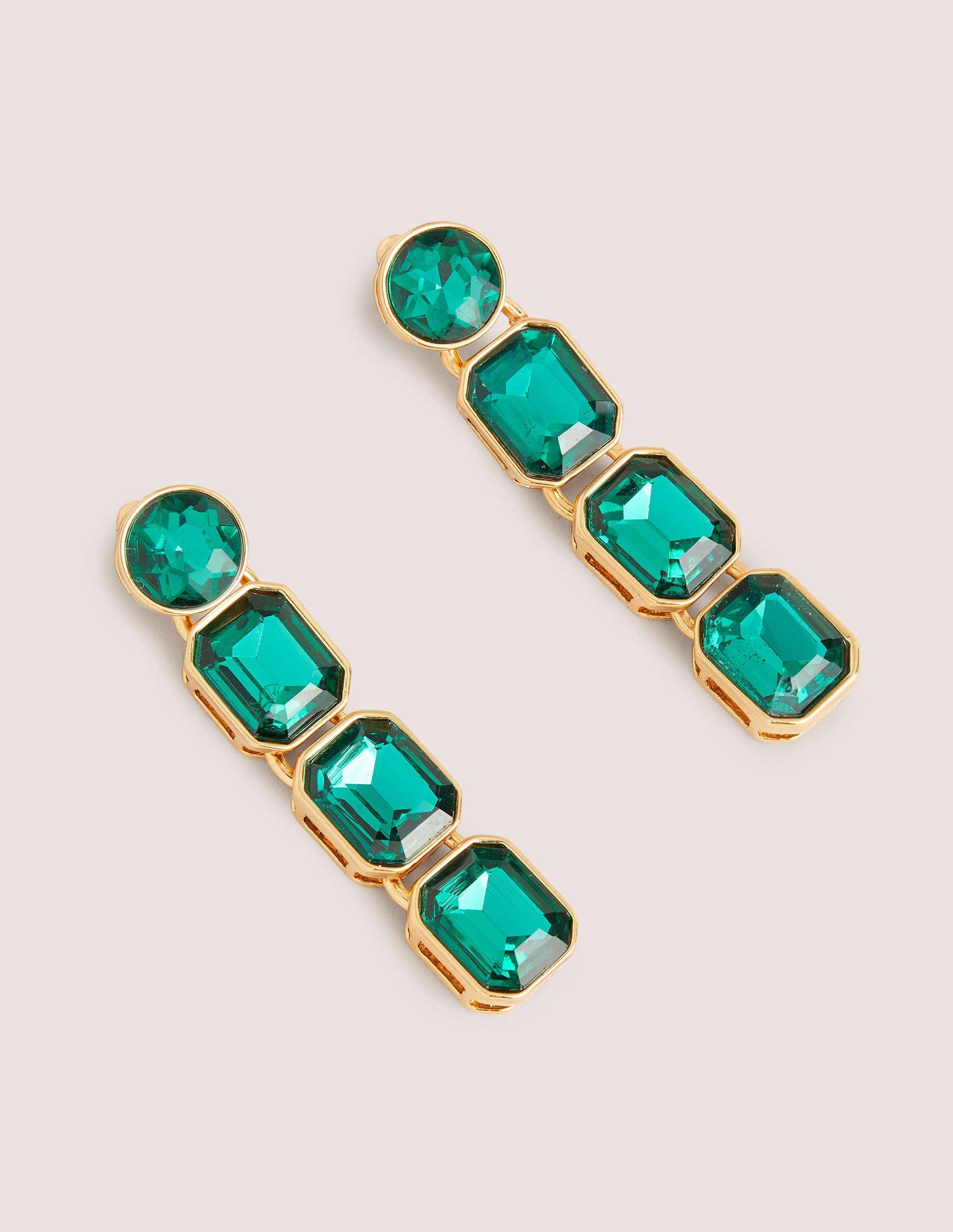 Long Jewel Drop Earrings-Green-1