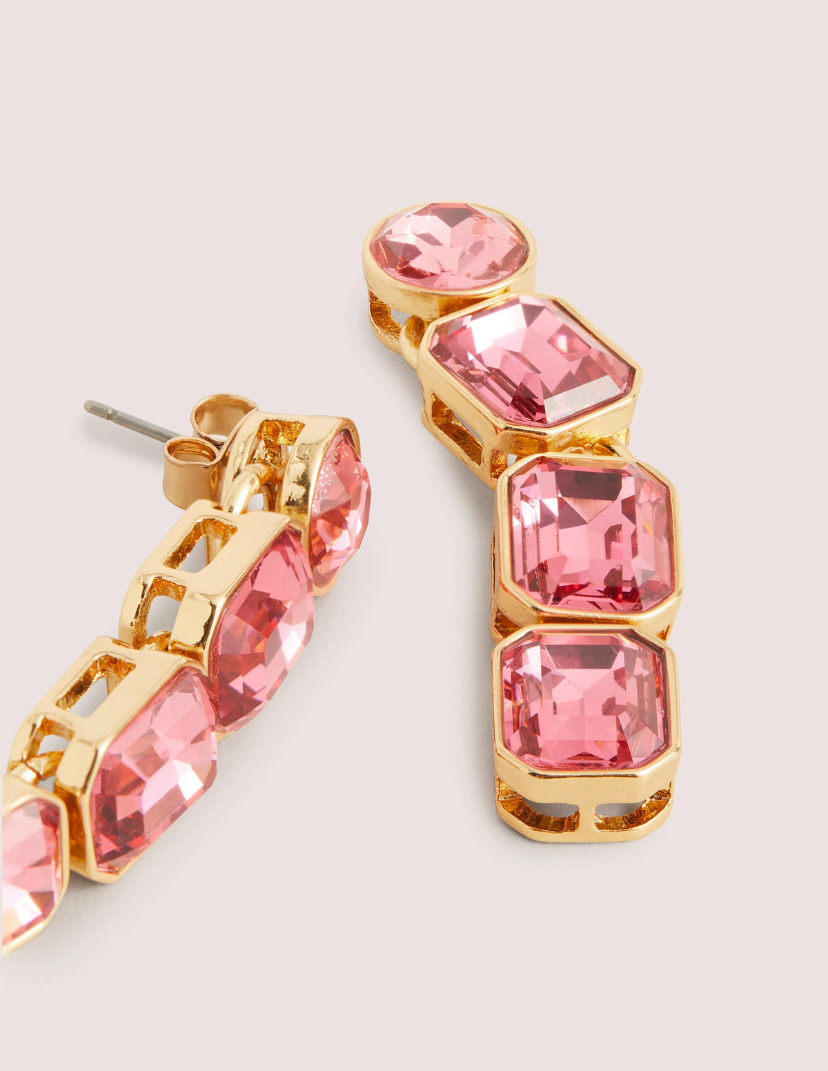 Long Jewel Drop Earrings-Pink - Image 2
