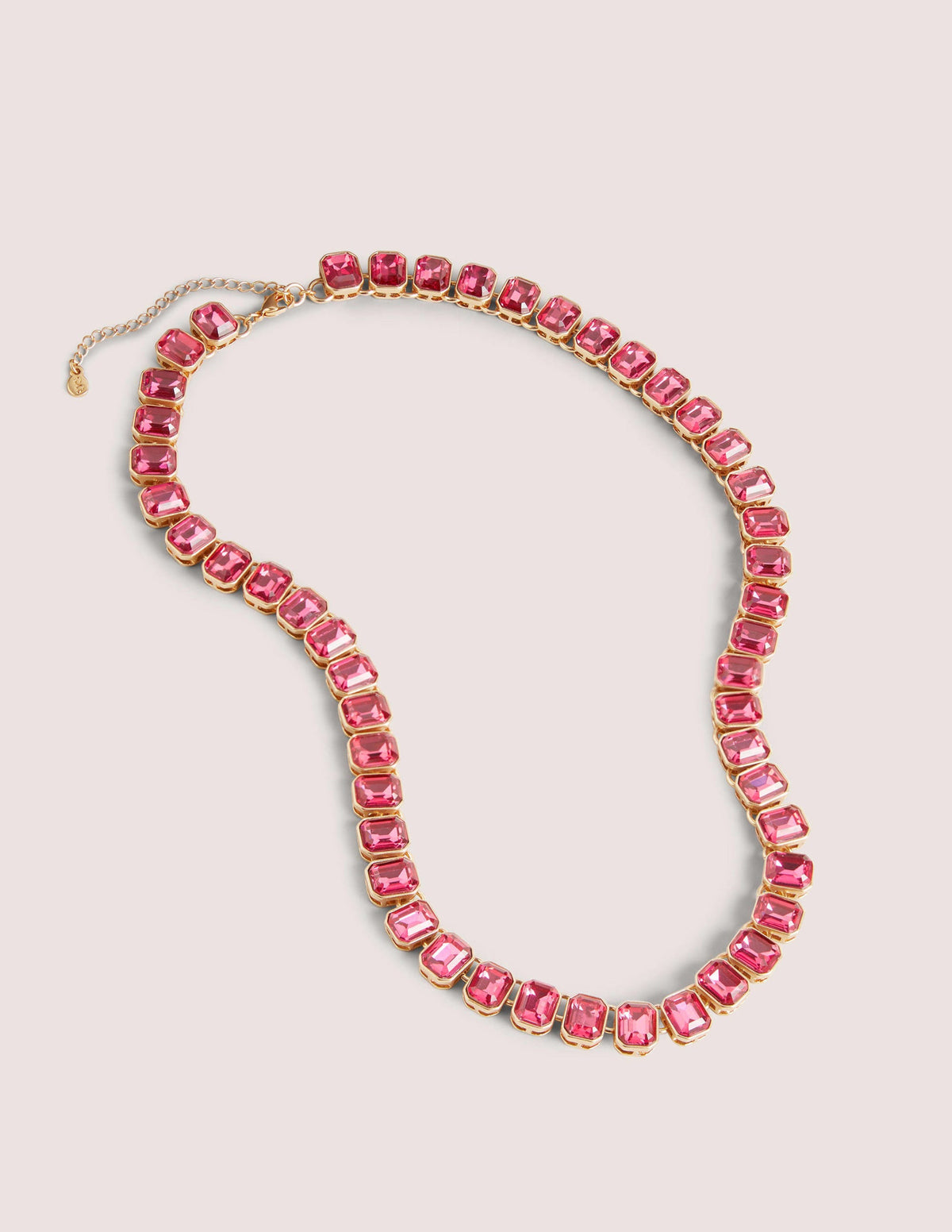 Long Jewelled Necklace-Pink - Image 1