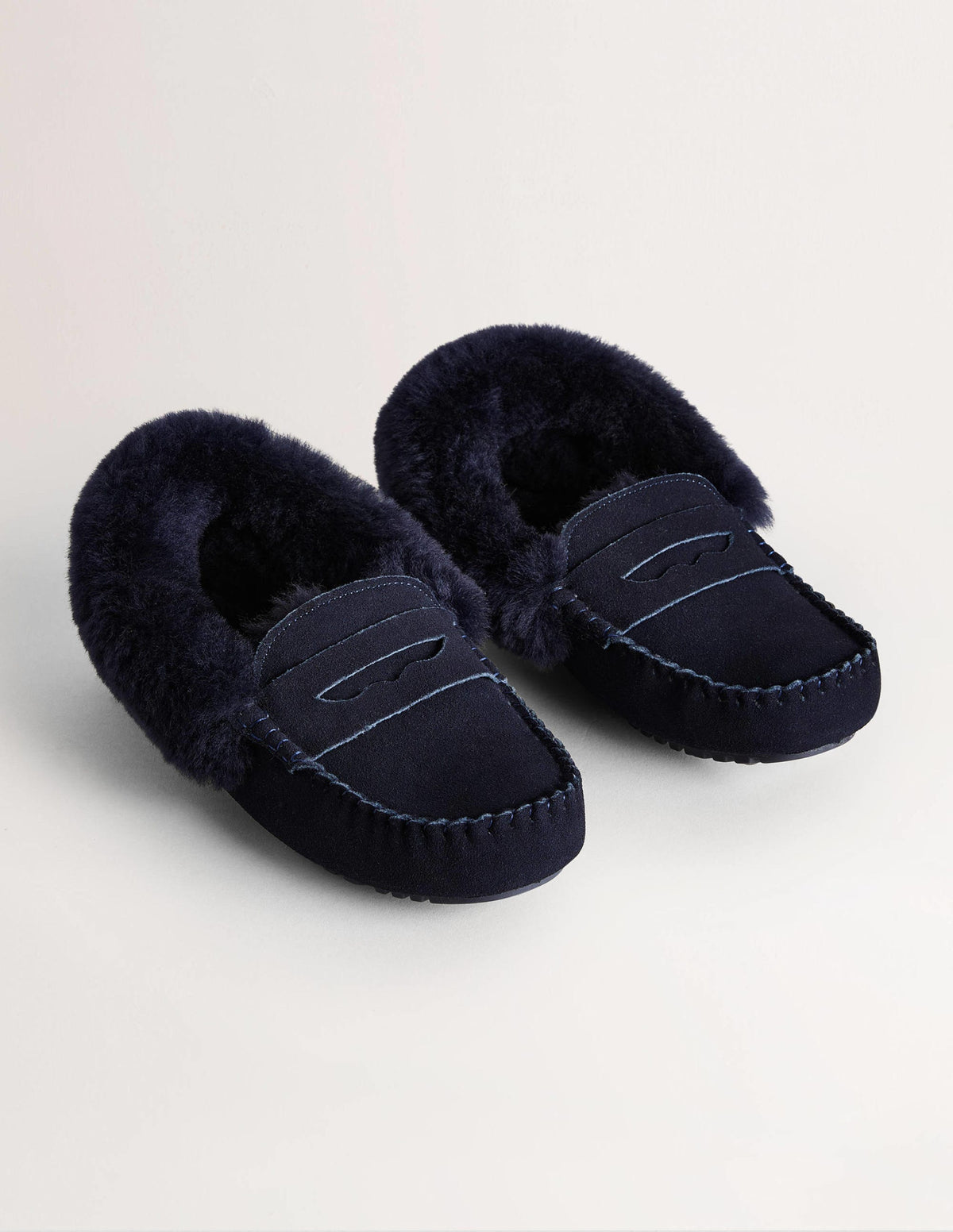 Moccasin Slippers-Navy Suede - Image 2