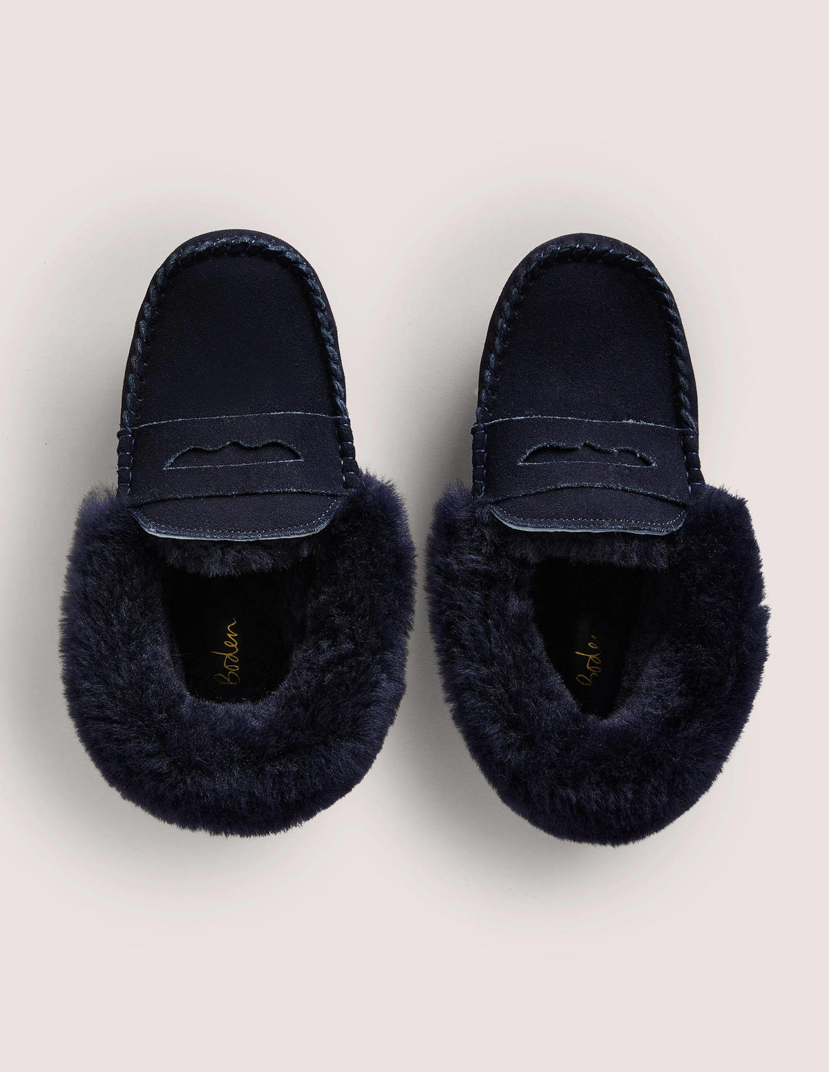 Moccasin Slippers-Navy Suede-4