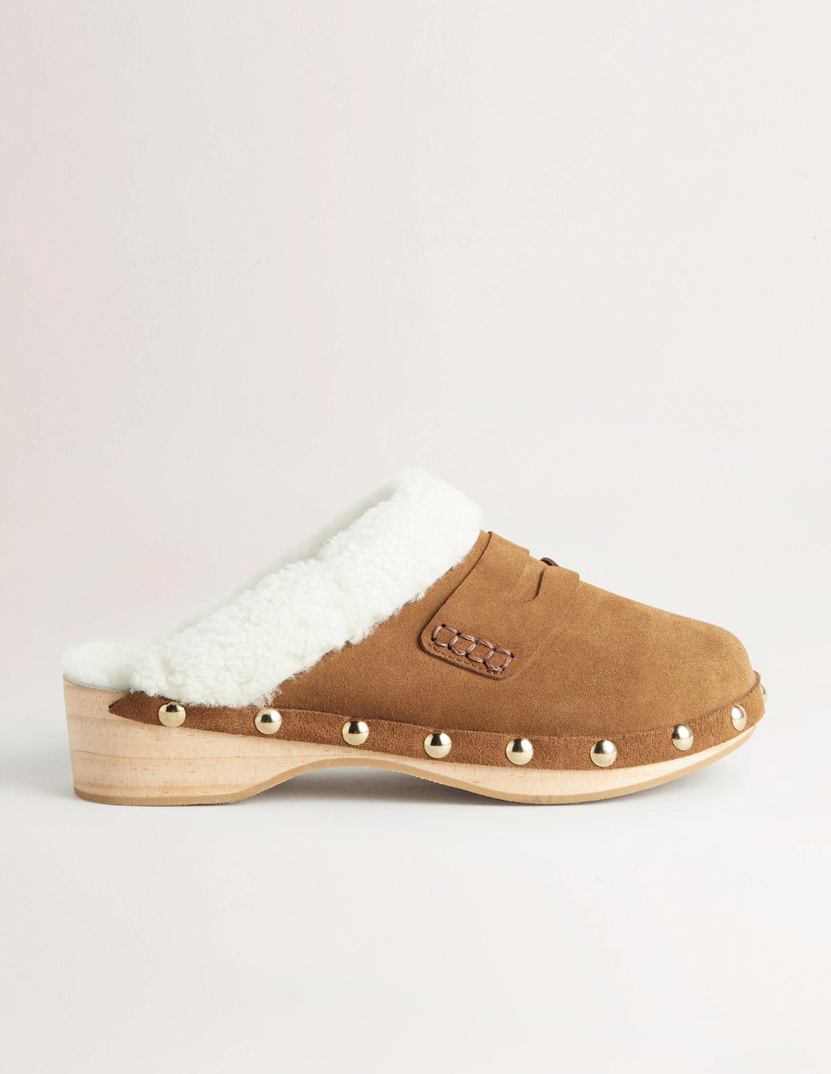 Shearling Lined Clogs-Golden Brown - Image 2