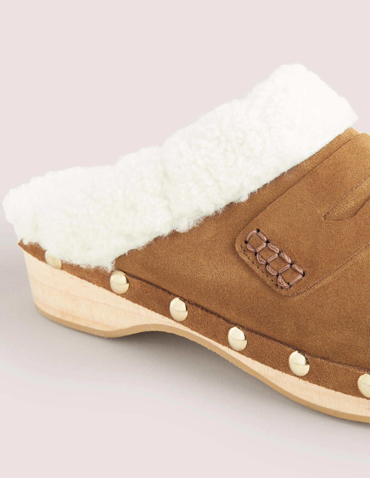 Shearling Lined Clogs-Golden Brown-4