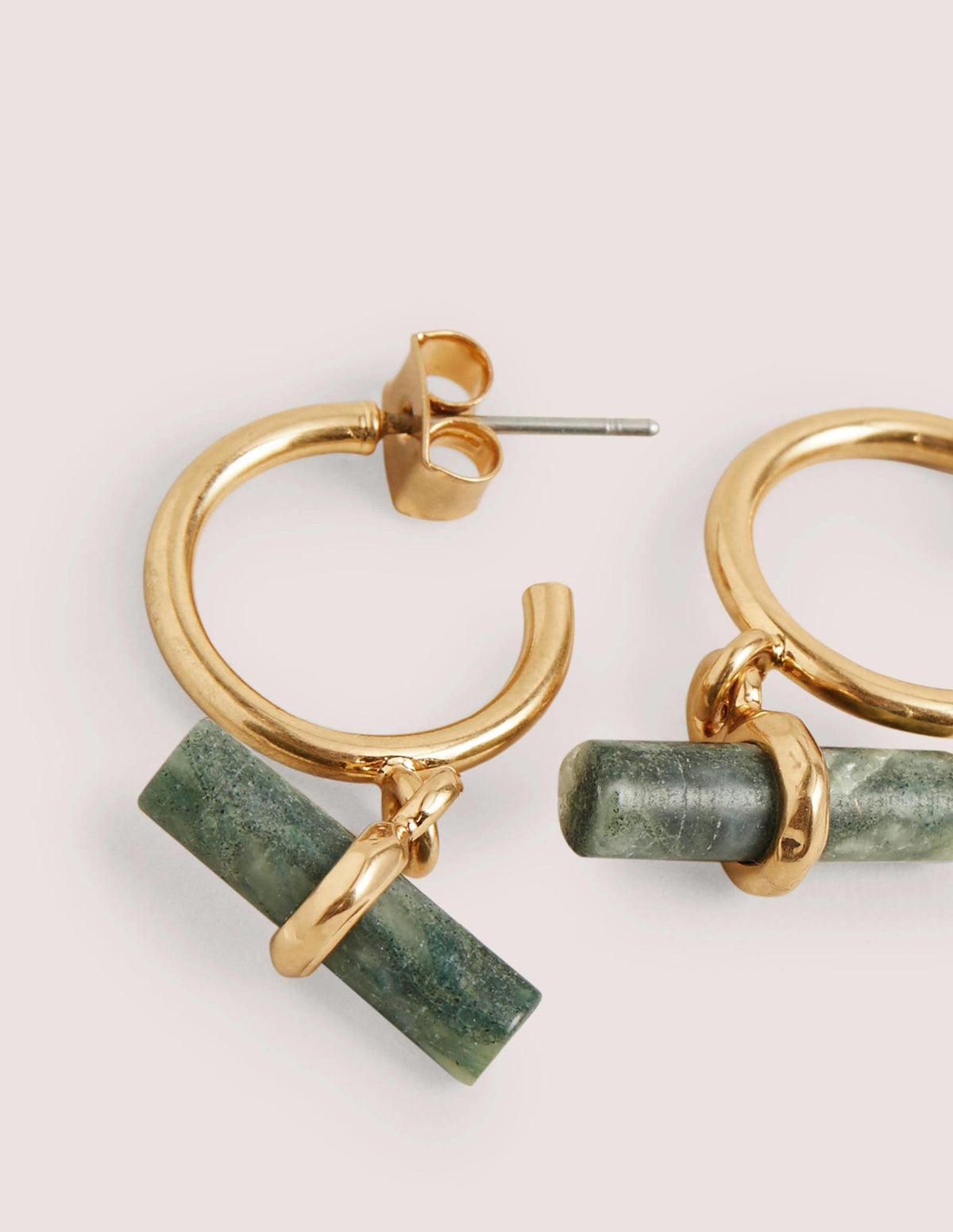 Semi-Precious T-bar Hoops-Jade Green - Image 3