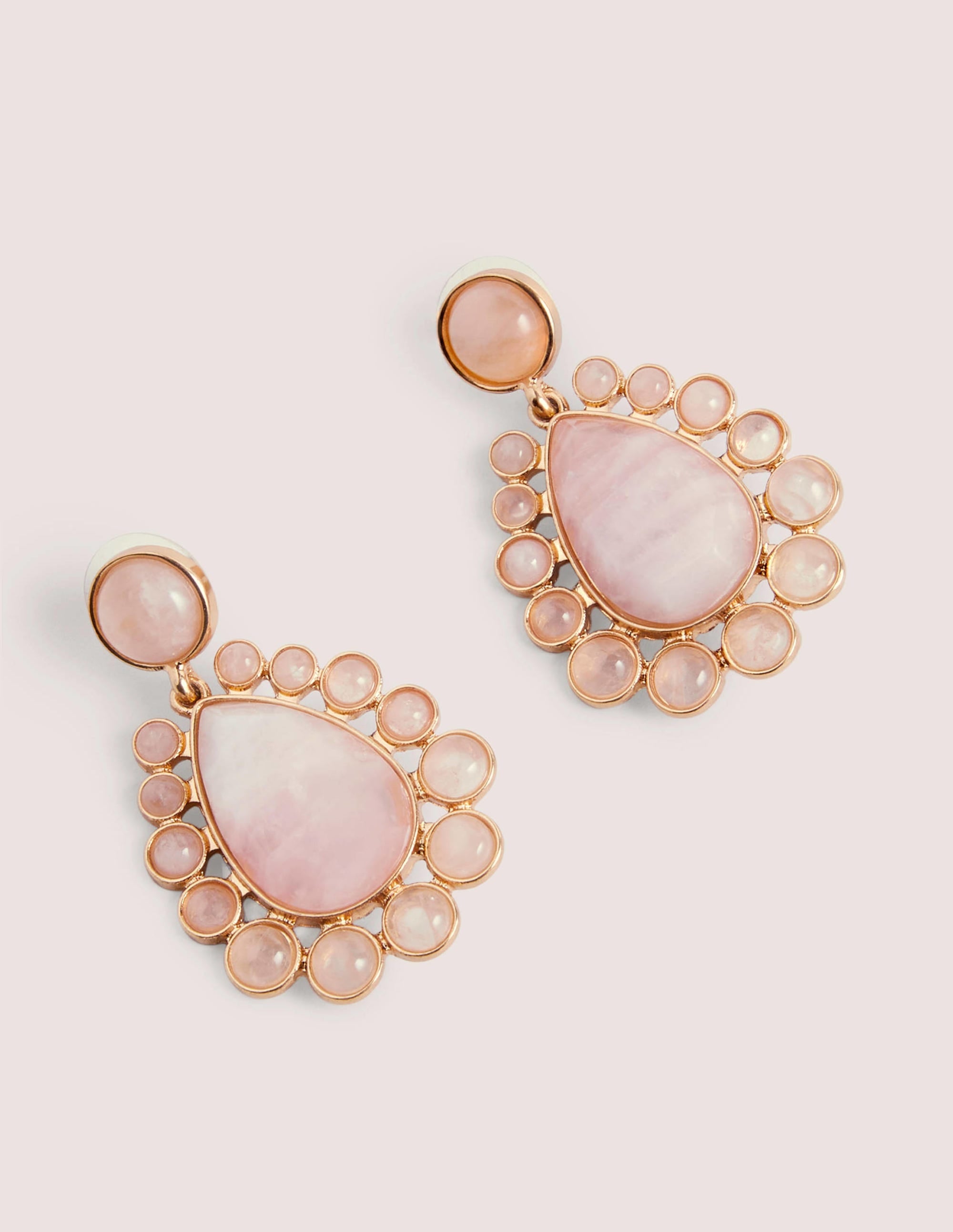 Semi-Precious Earrings-Rose Quartz - Image 1