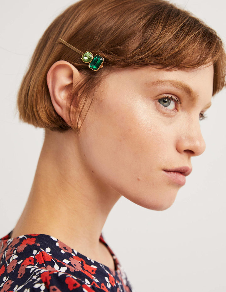 3 Pack Jewel Hair Slides-Pink