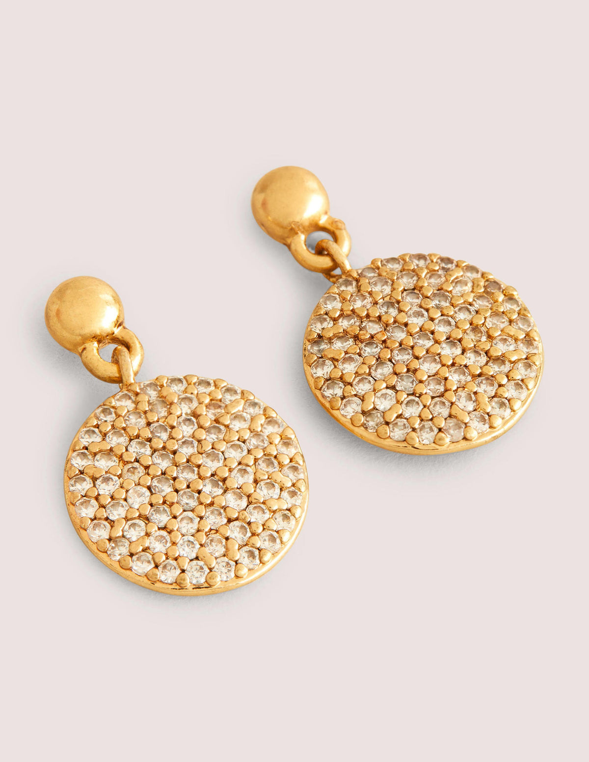 Pavé Disk Earrings-Gold-2