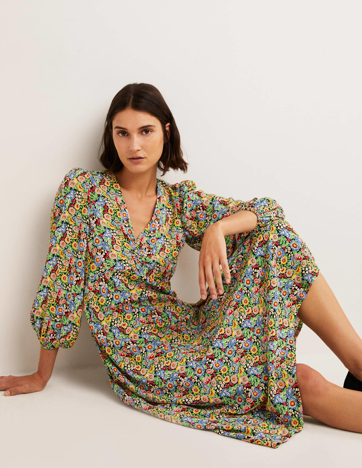 Empire Midi Tea Dress-Multi, Flora Illusion-1