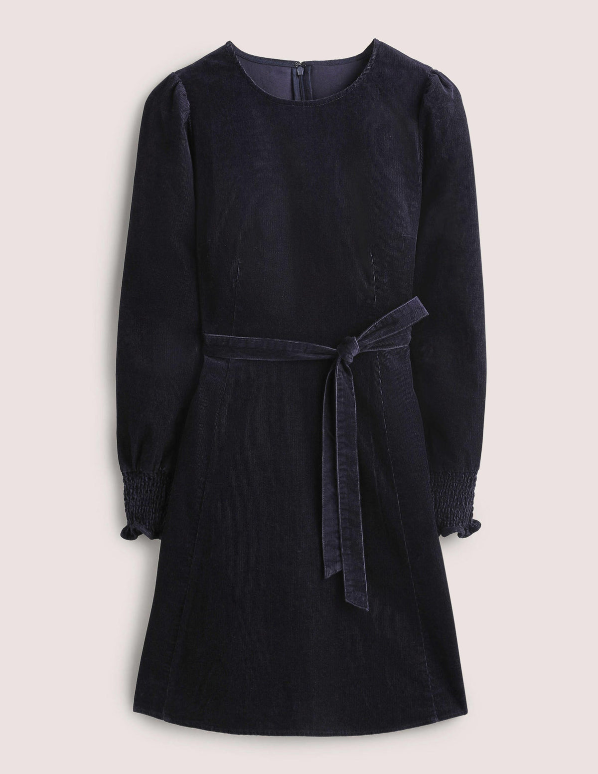 Smocked Cuff Corduroy Dress-Navy - Image 6
