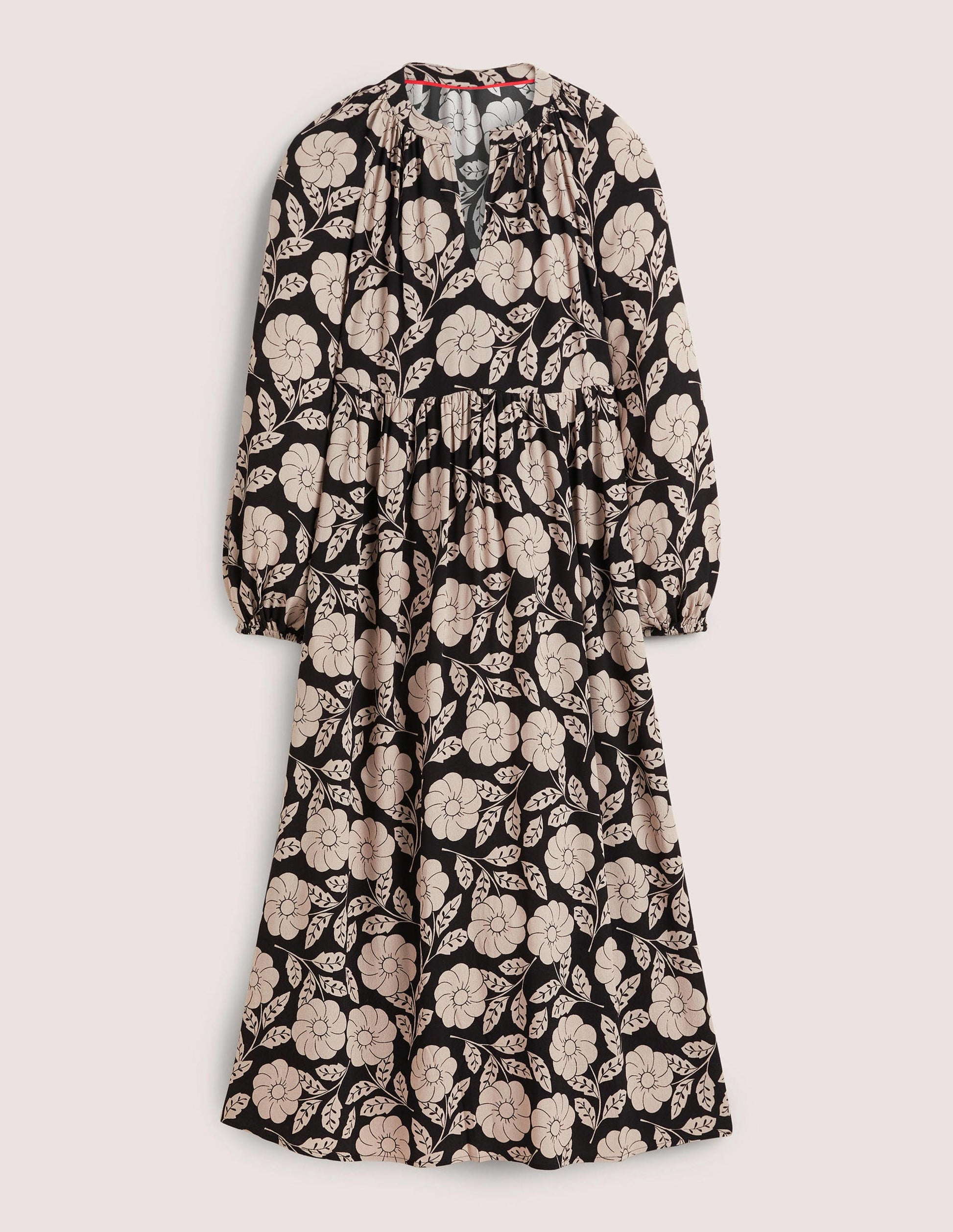 Printed Notch Neck Maxi Dress-Black, Botanica-5