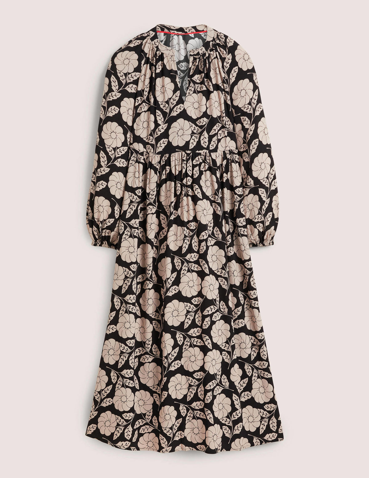 Printed Notch Neck Maxi Dress-Black, Botanica - Image 5