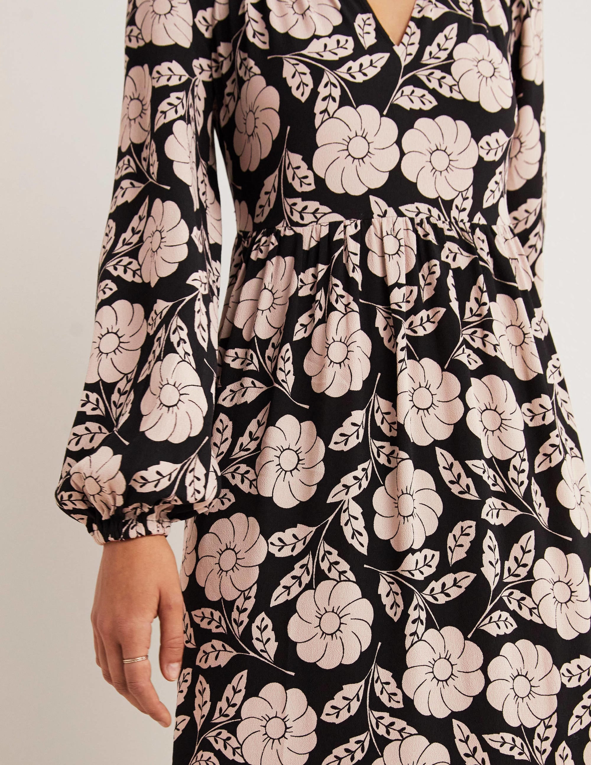 Printed Notch Neck Maxi Dress-Black, Botanica - Image 2