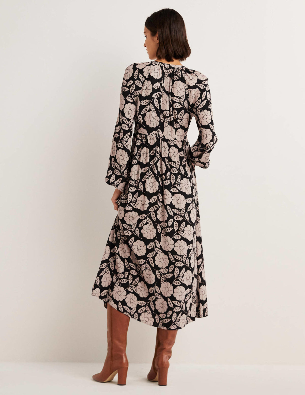 Printed Notch Neck Maxi Dress-Black, Botanica - Image 3