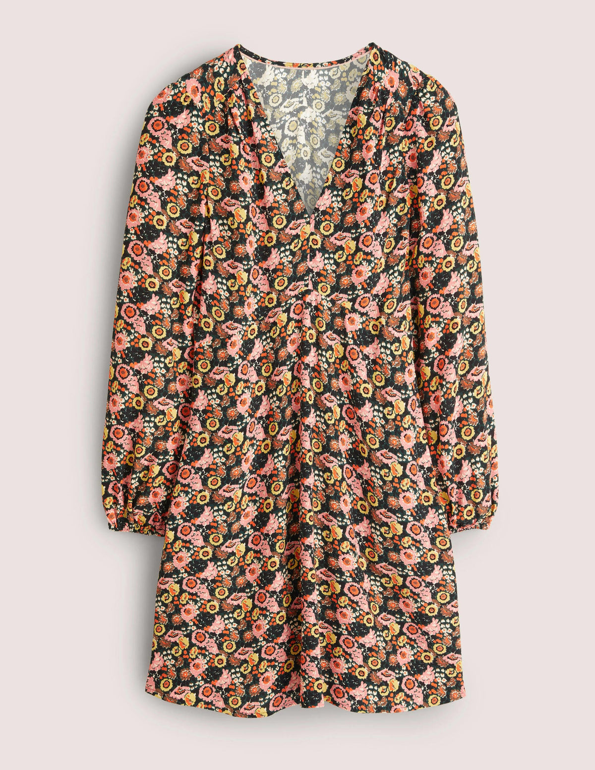 V-Neck Tea Dress-Almond Pink, Flora Illusion - Image 8