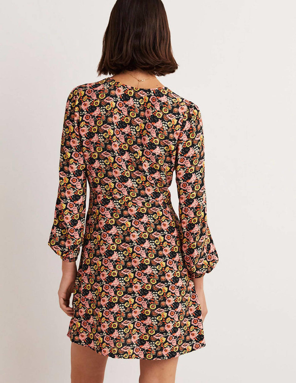 V-Neck Tea Dress-Almond Pink, Flora Illusion - Image 3