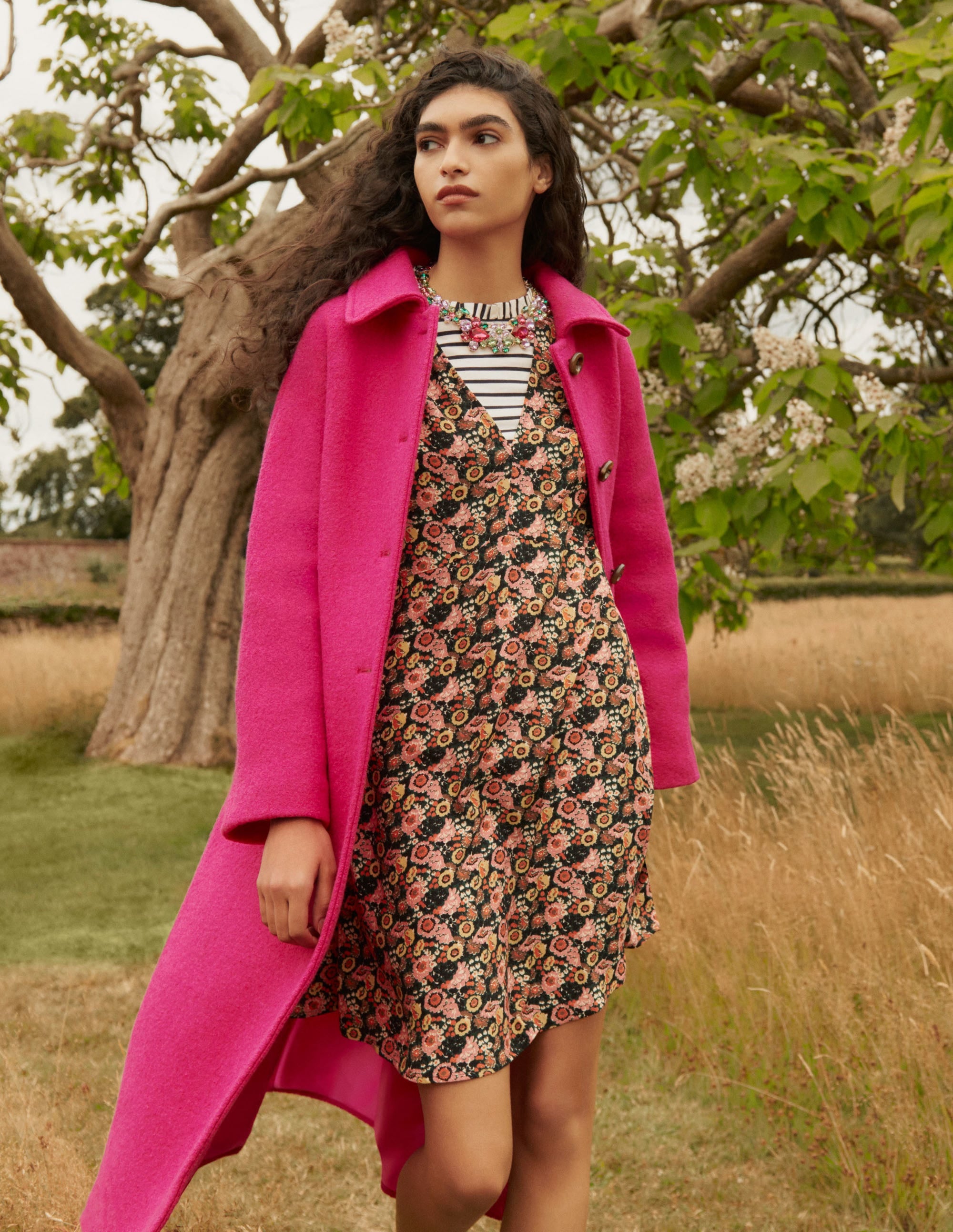 V-Neck Tea Dress-Almond Pink, Flora Illusion - Image 7
