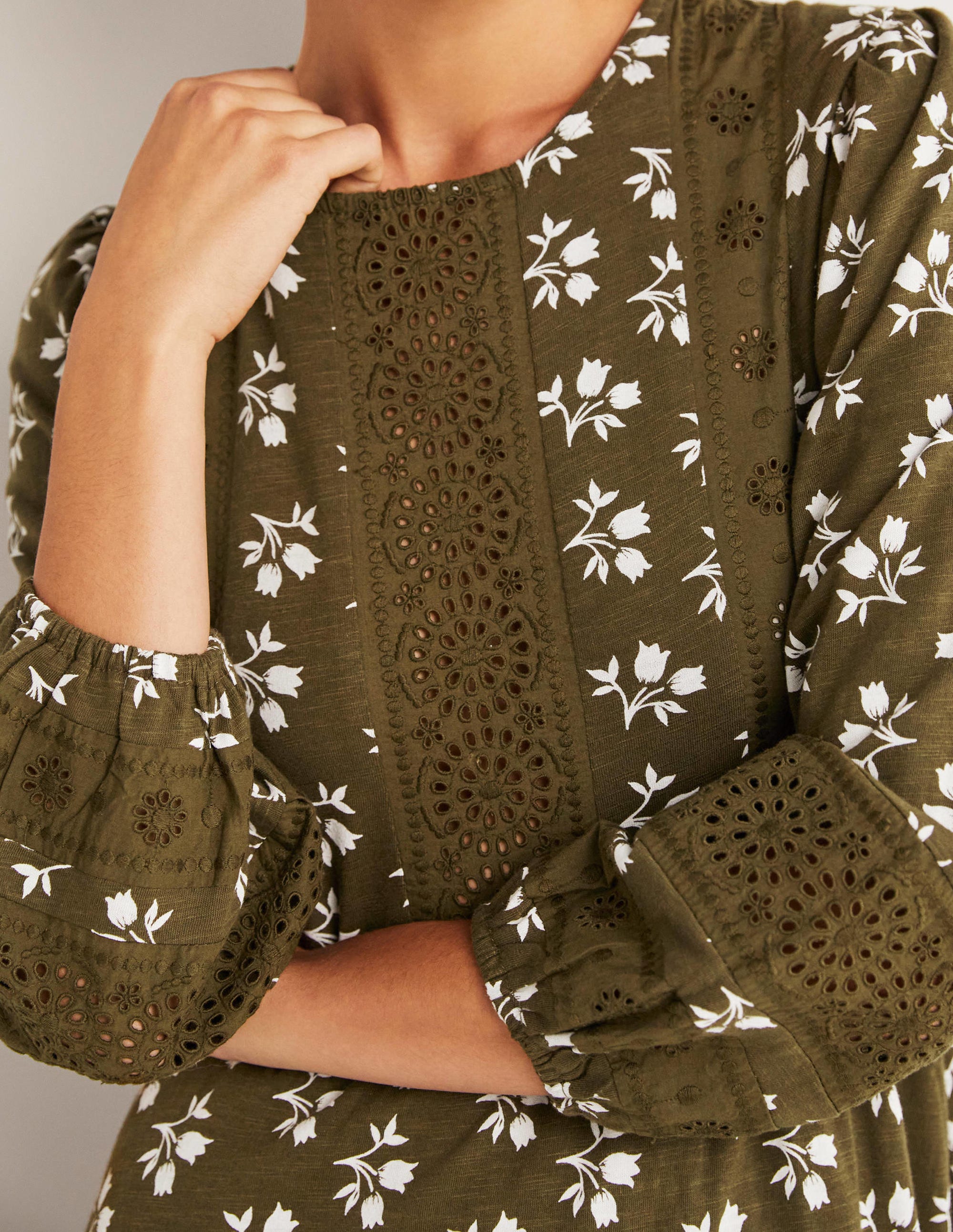 Detail Insert Jersey Dress-Basil, Bouquet Bud - Image 3