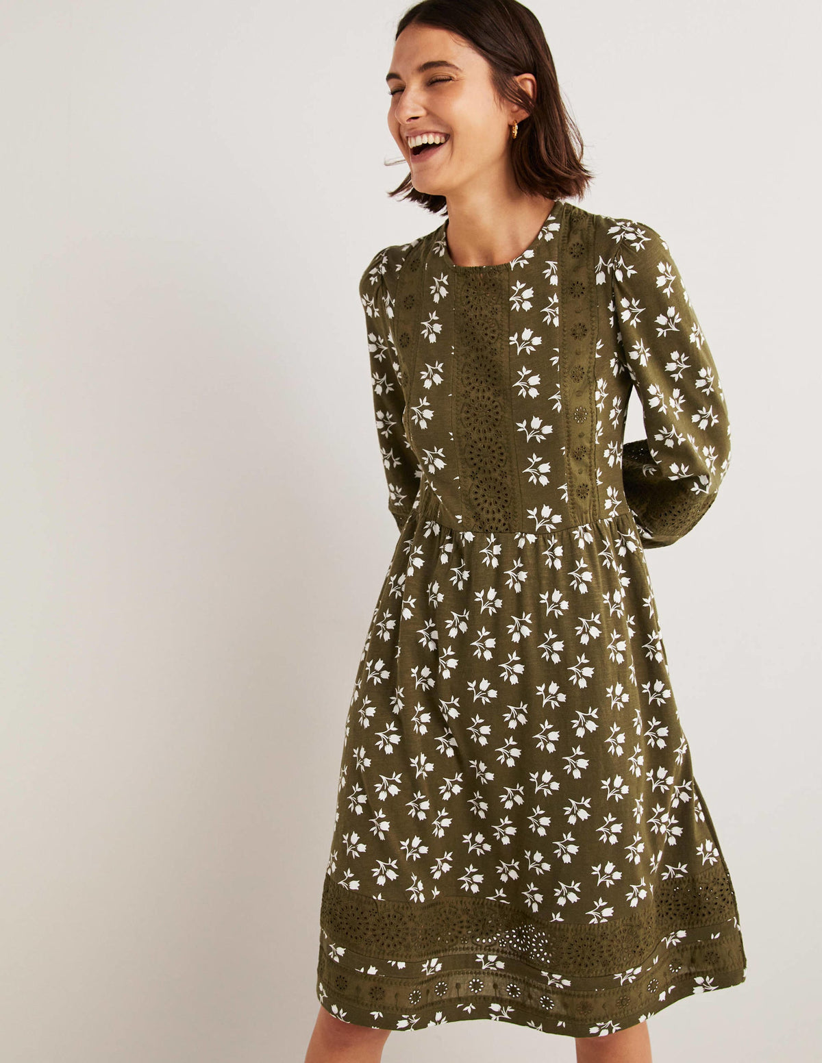 Detail Insert Jersey Dress-Basil, Bouquet Bud - Image 5