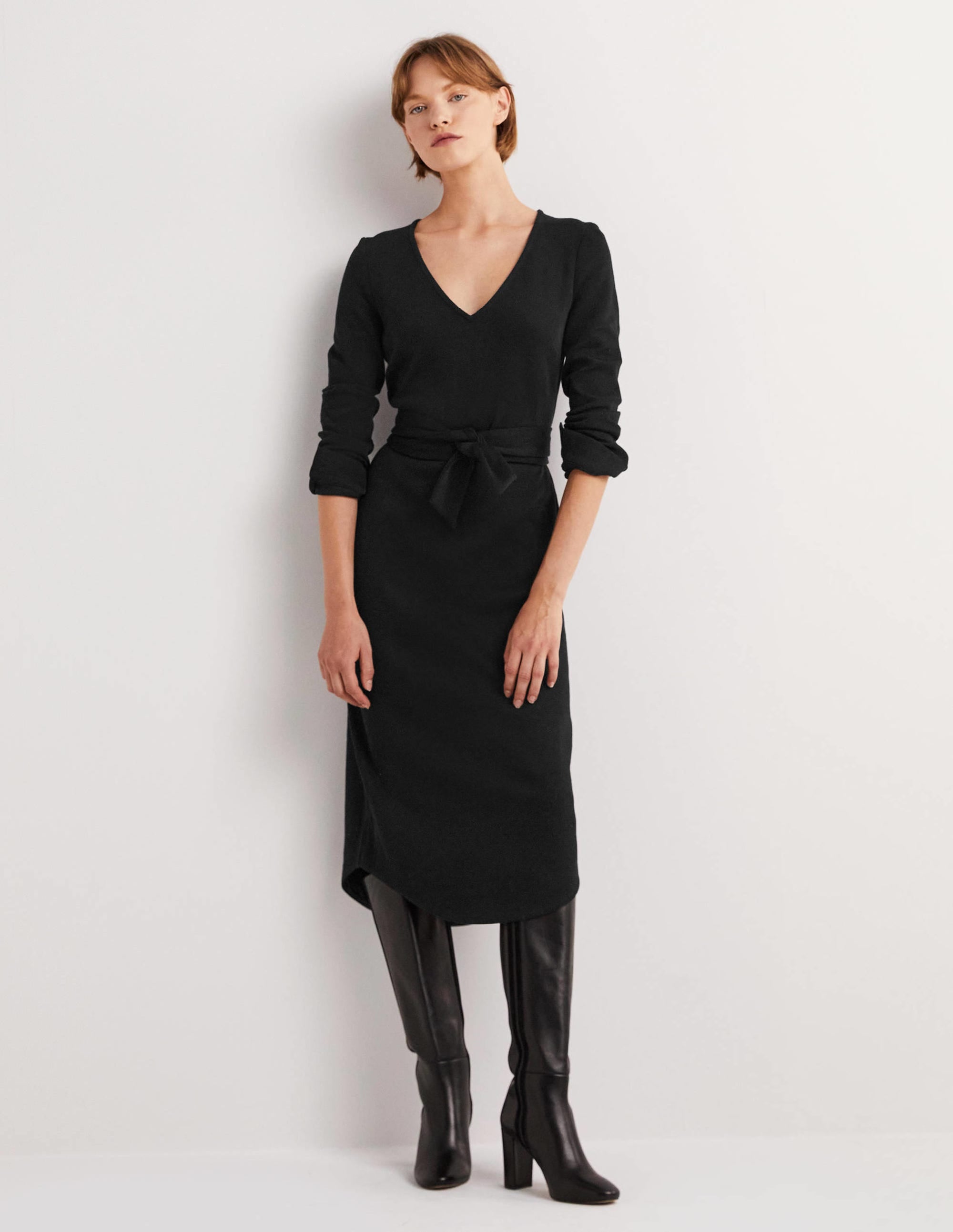 Column Jersey Midi Dress-Black - Image 1