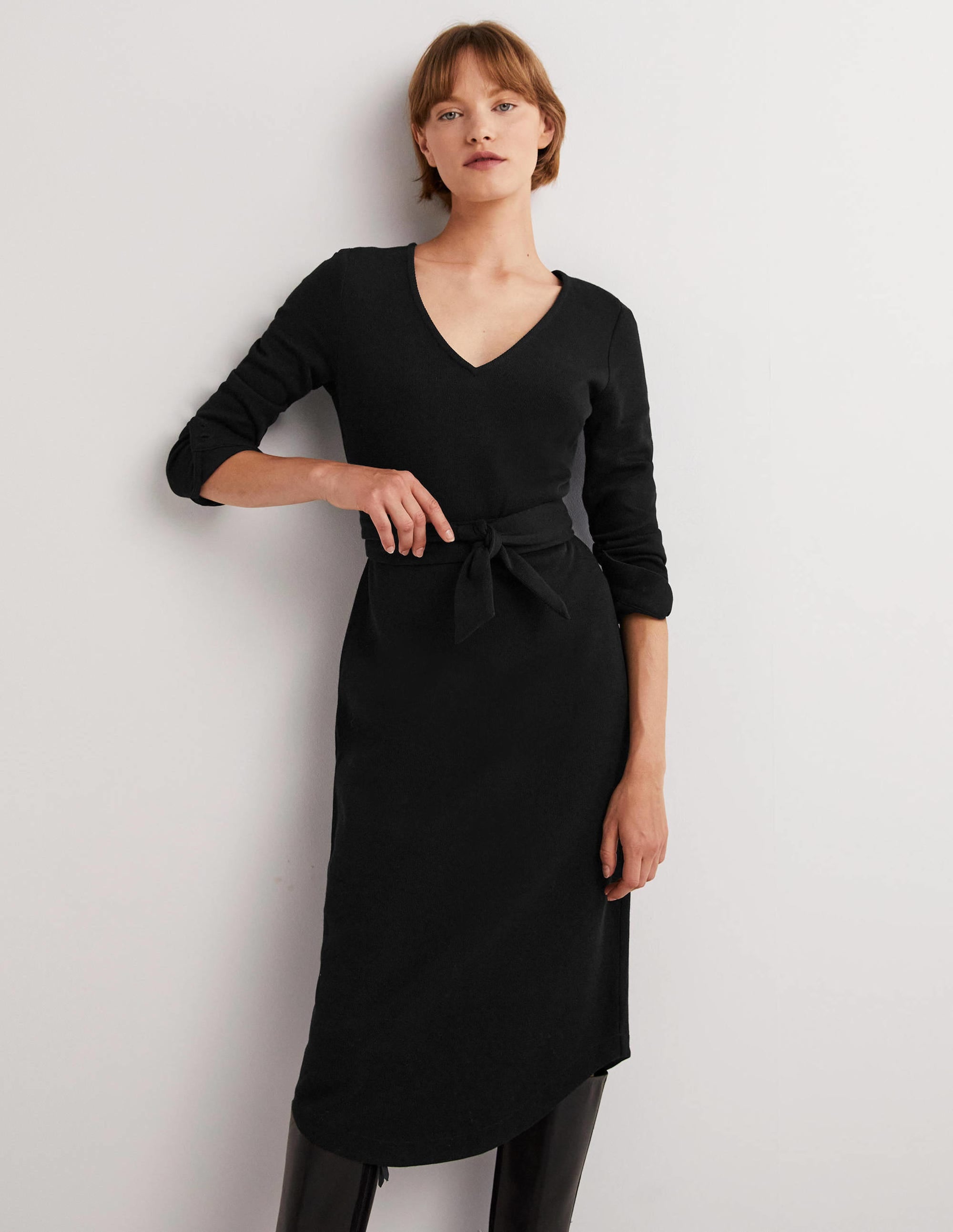 Column Jersey Midi Dress-Black - Image 5