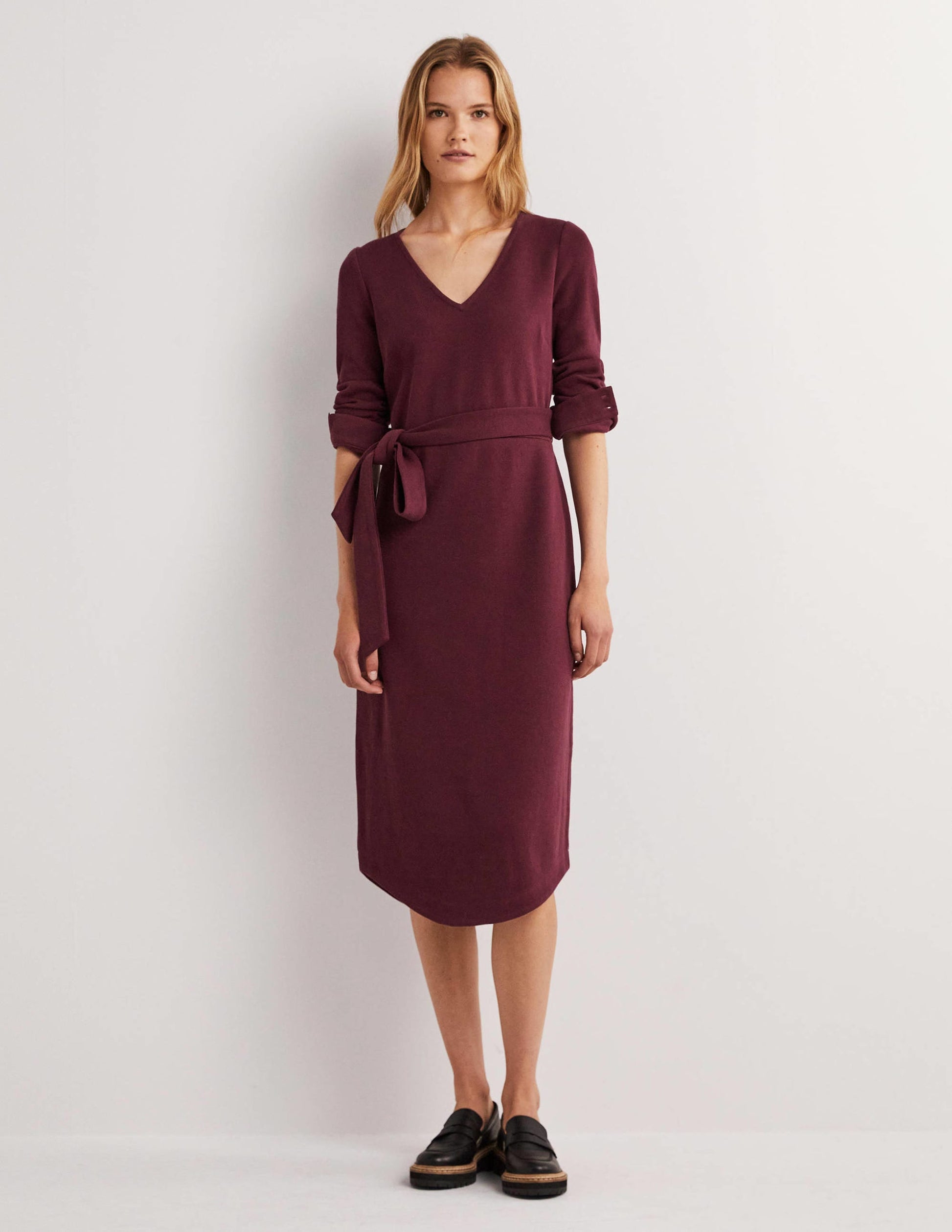 Column Jersey Midi Dress-Mulled Wine-1