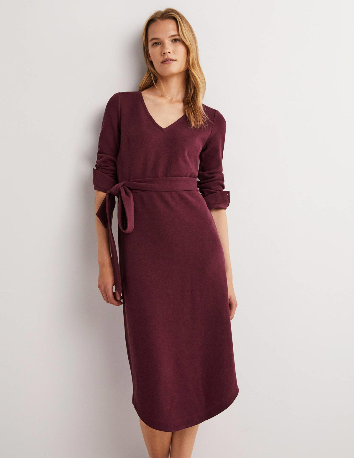 Column Jersey Midi Dress-Mulled Wine - Image 4