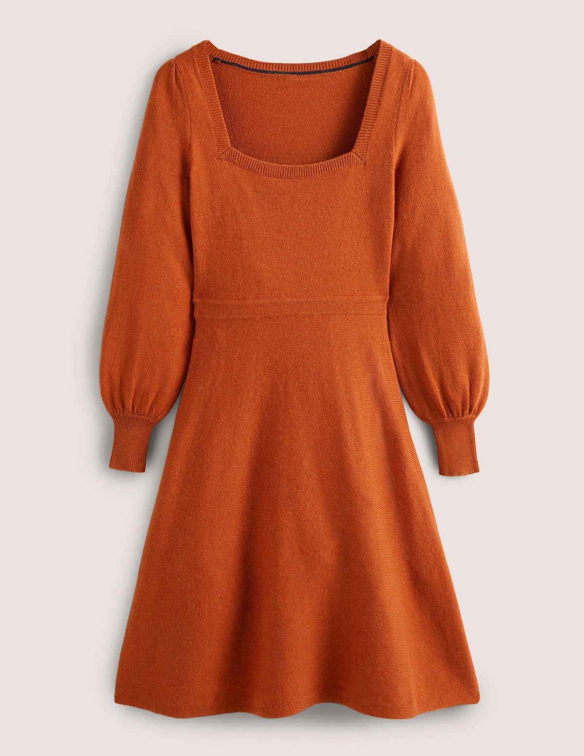 Square Neck Knitted Dress-Copper Red-6
