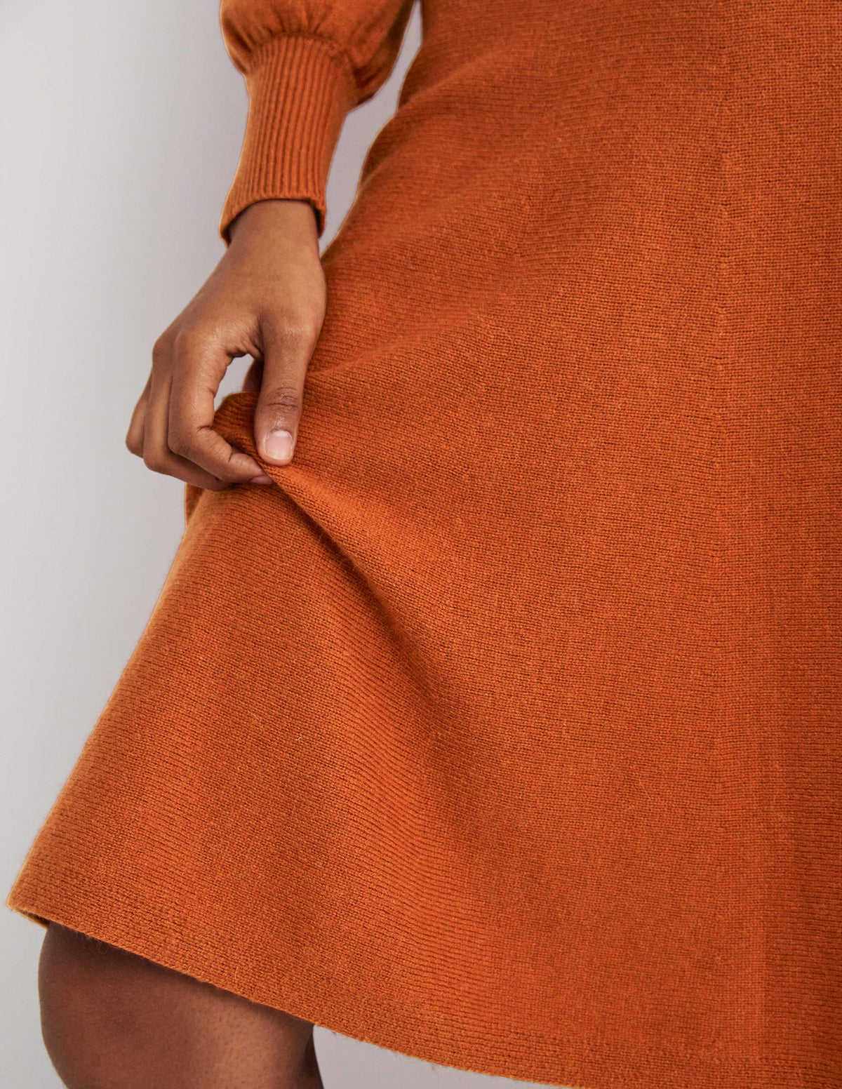 Square Neck Knitted Dress-Copper Red - Image 5